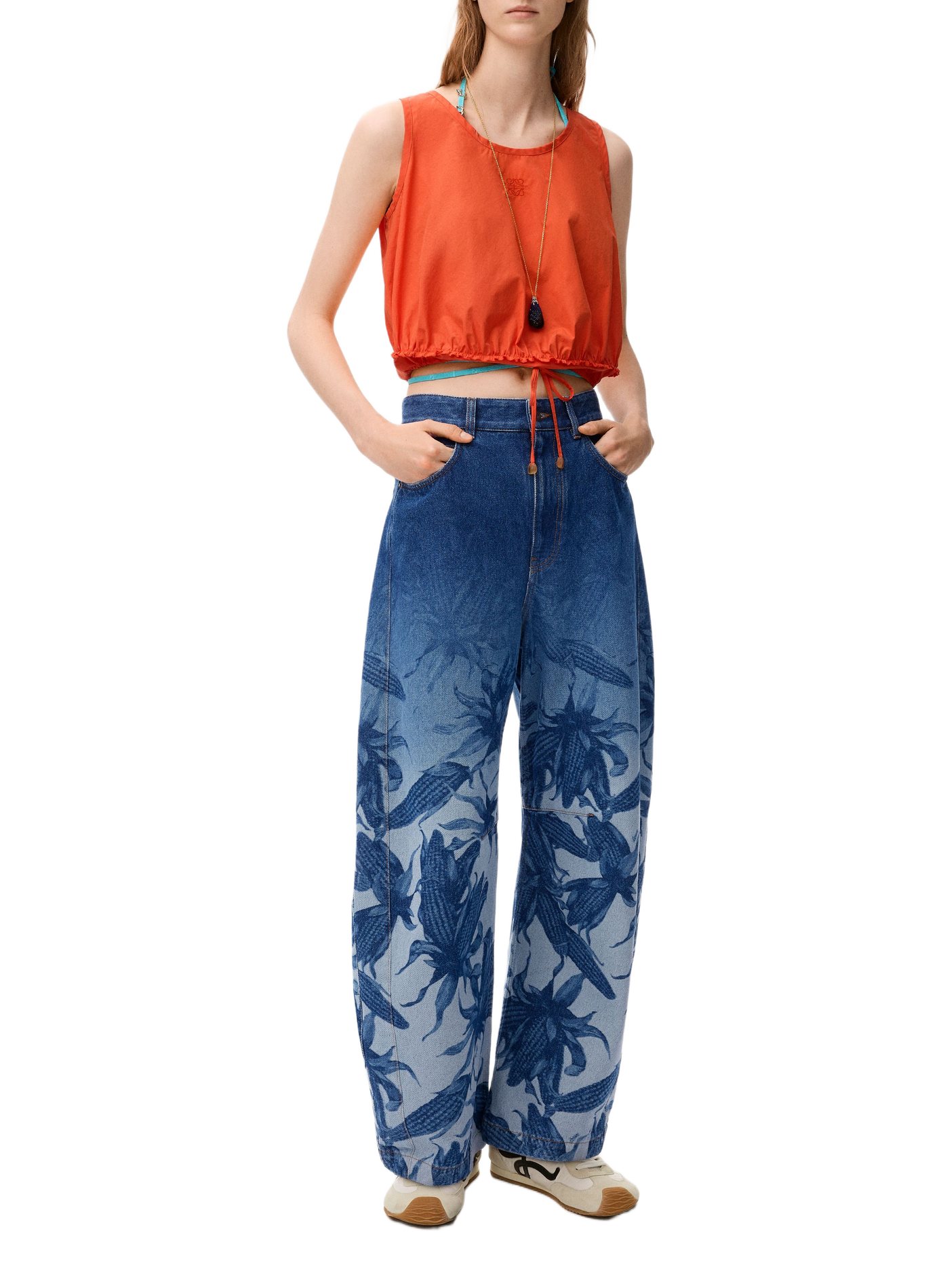 Sleeveless cotton top LOEWE Orange