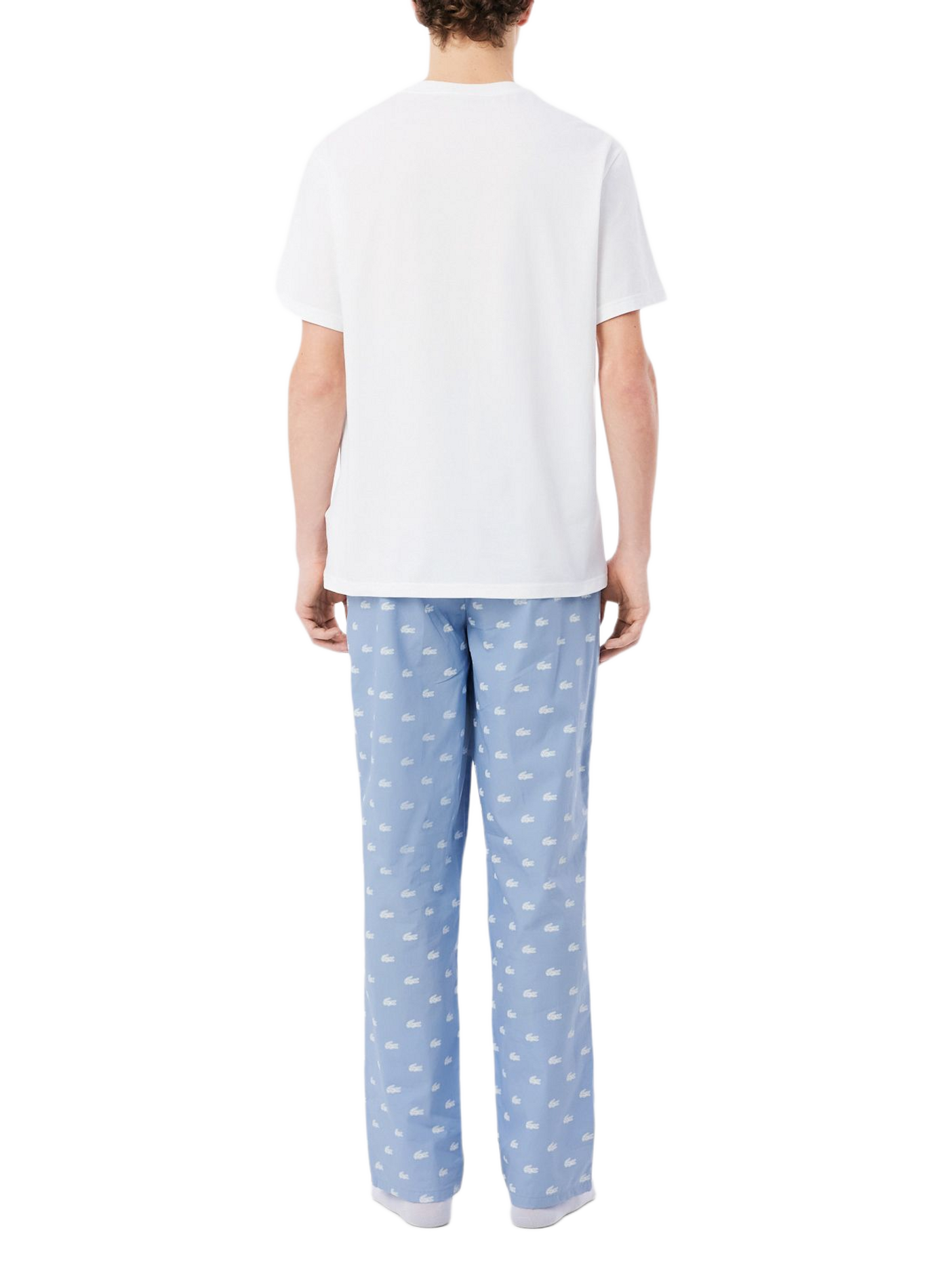 Conjunto de pijama largo con logotipos de algodón mezclado. LACOSTE Blanco