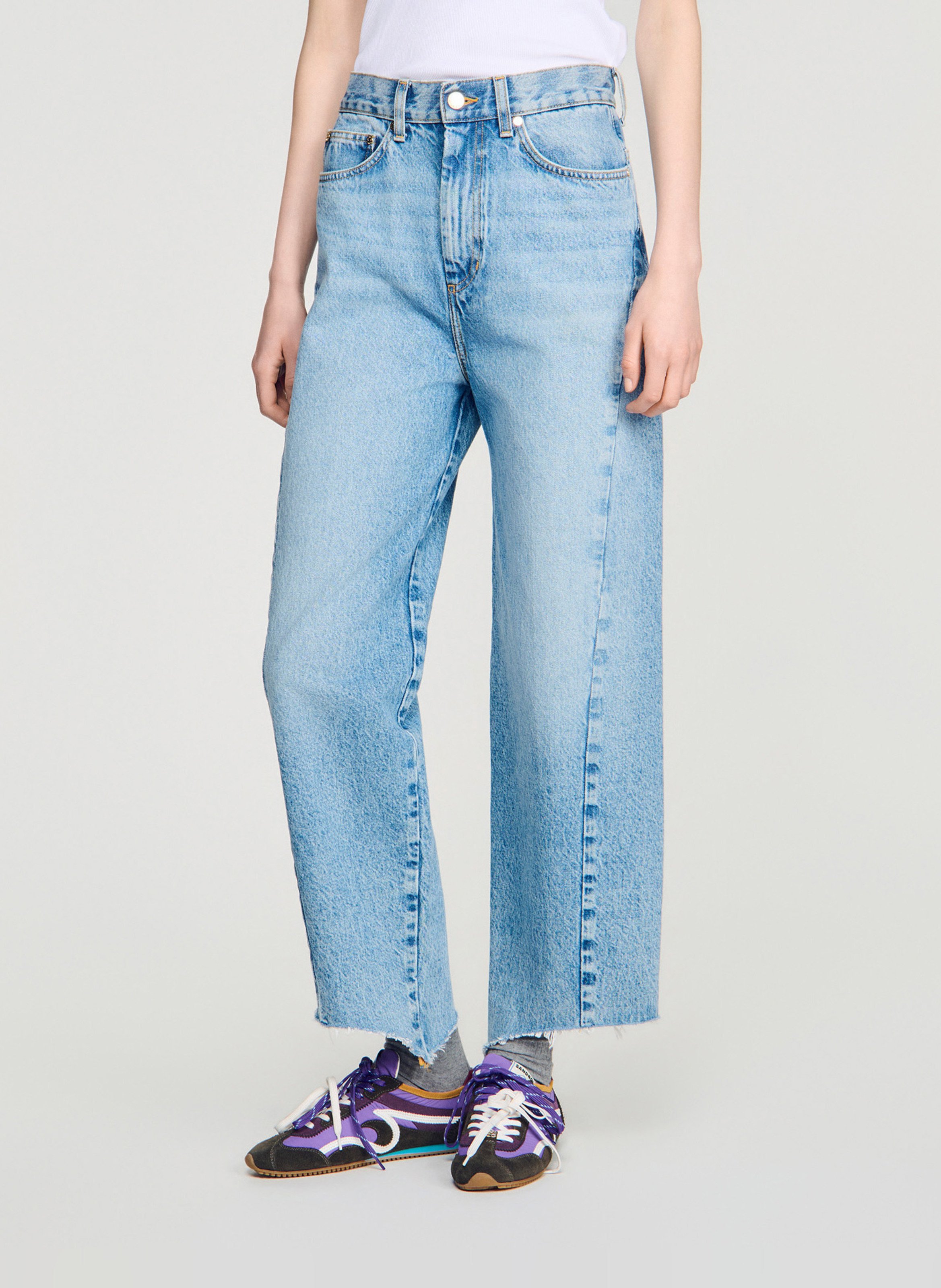Jean large taille haute à découpes SANDRO Bleu