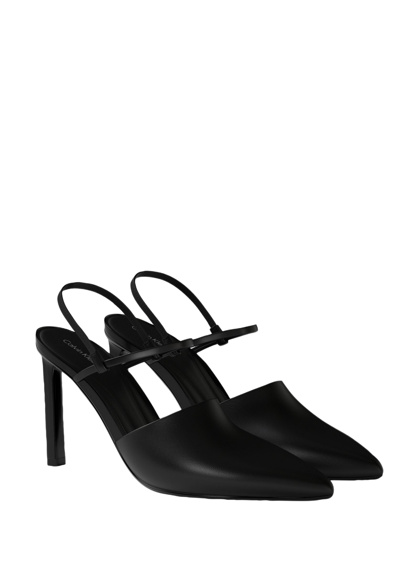 Escarpins à brides élastiquées en cuir CALVIN KLEIN Noir