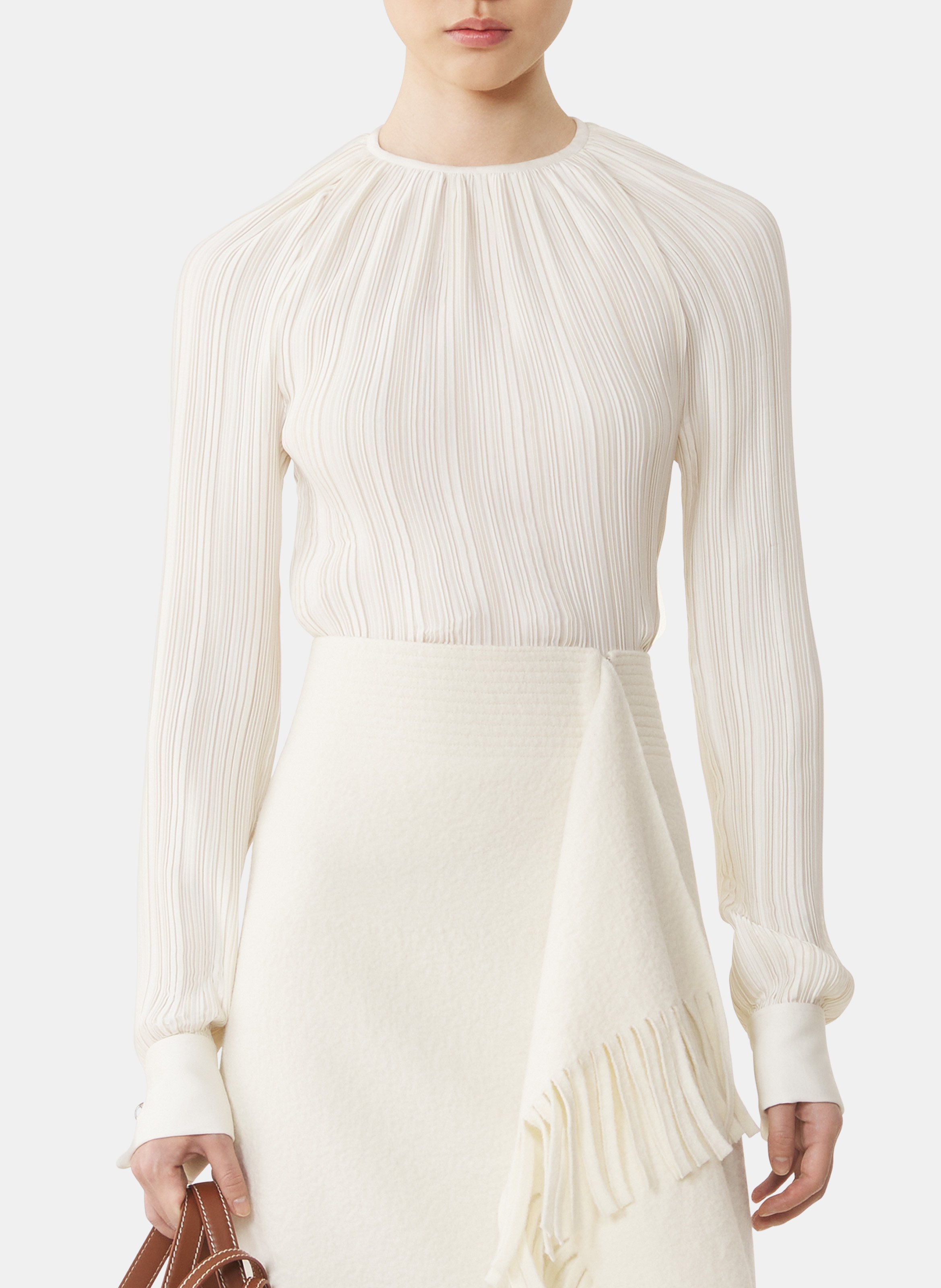 Haut en charmeuse plissée LANVIN Blanc