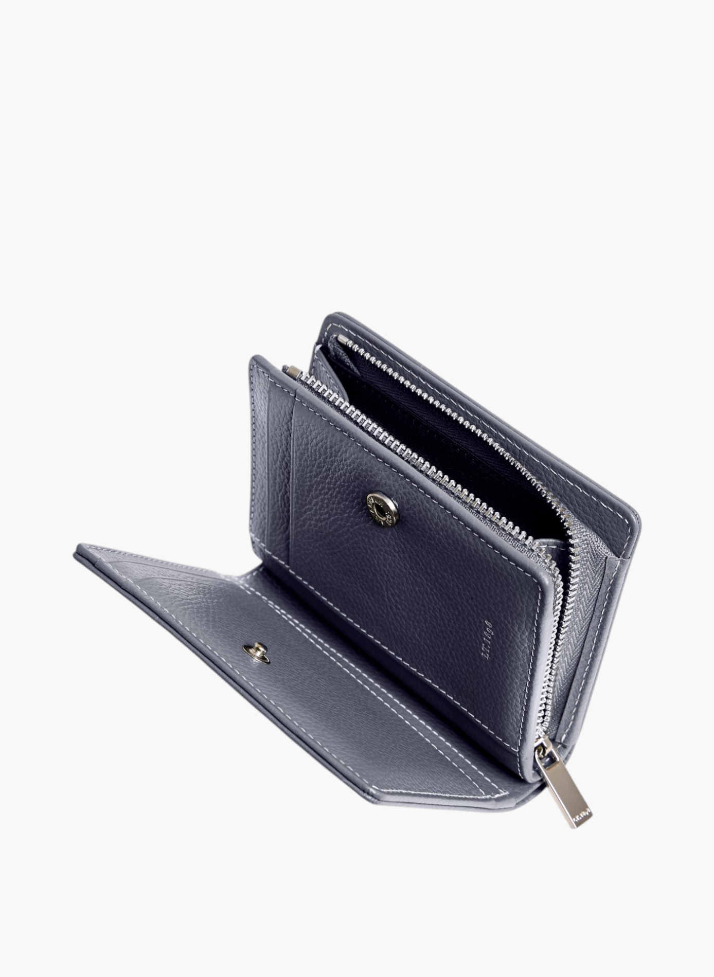 Petit portefeuille marguerite en cuir grainé LE TANNEUR Bleu