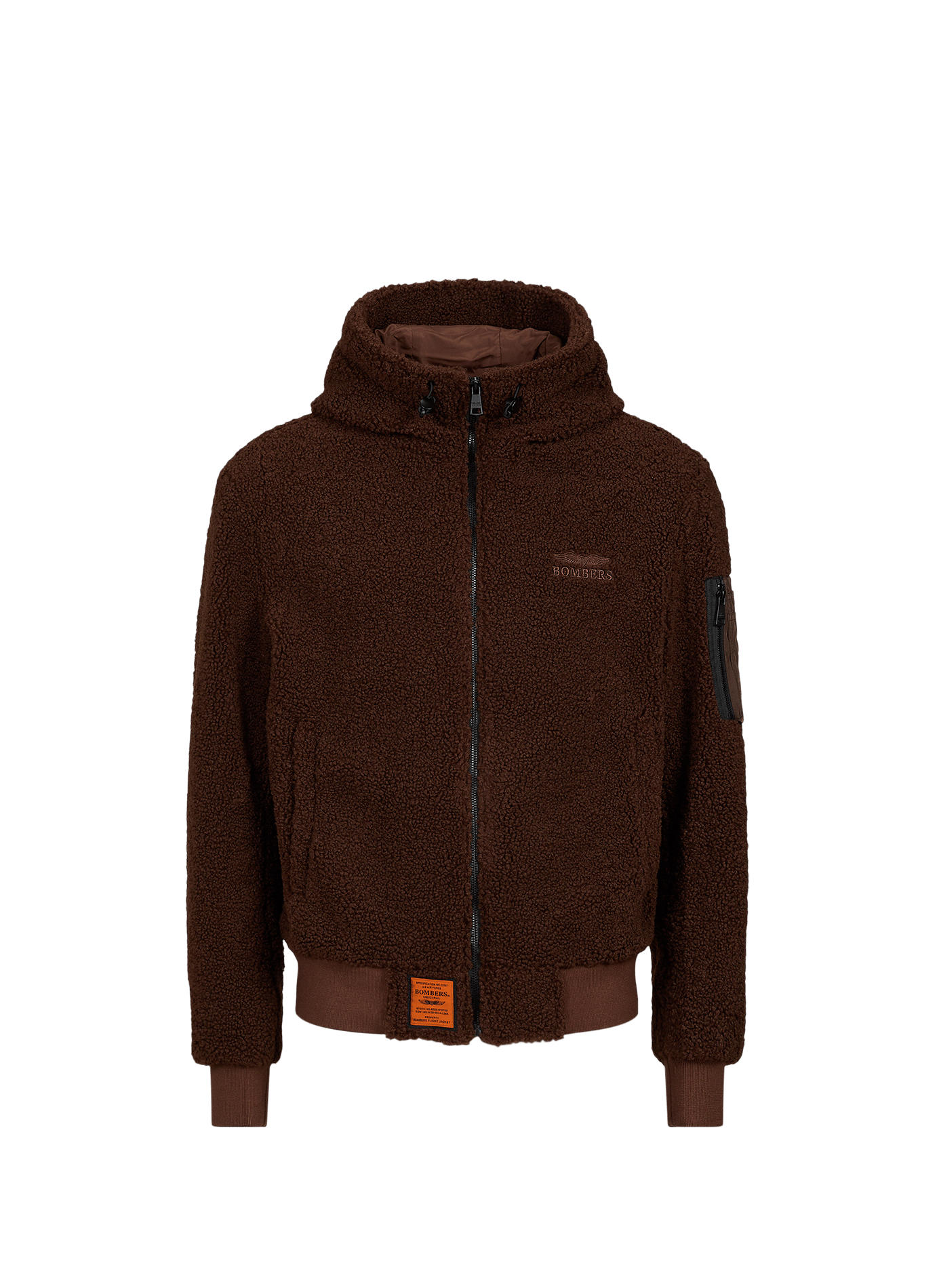 Weite Fleecejacke mit Kapuze BOMBERS ORIGINAL Braun