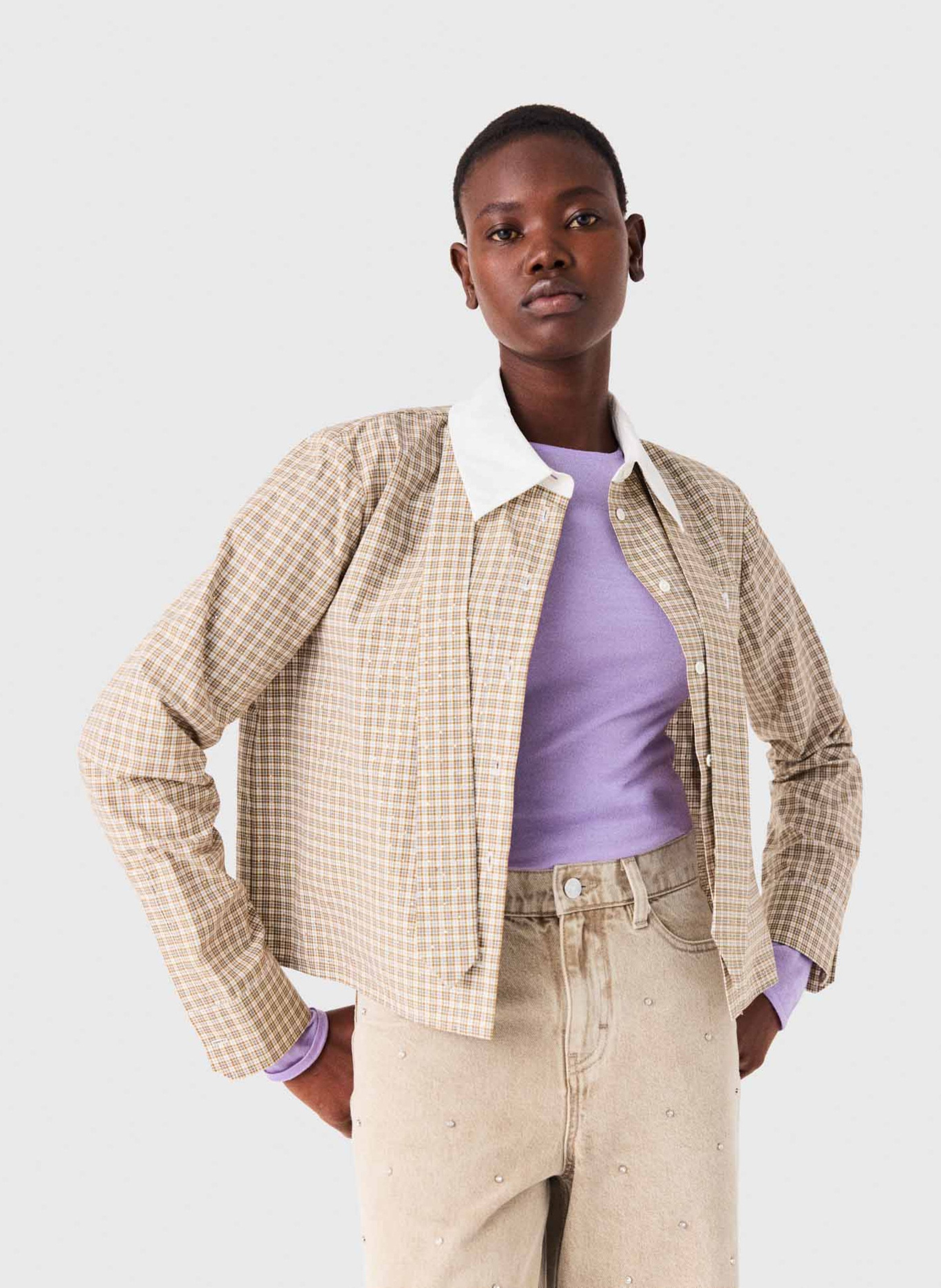 Chemise col classique en coton MAJE Beige
