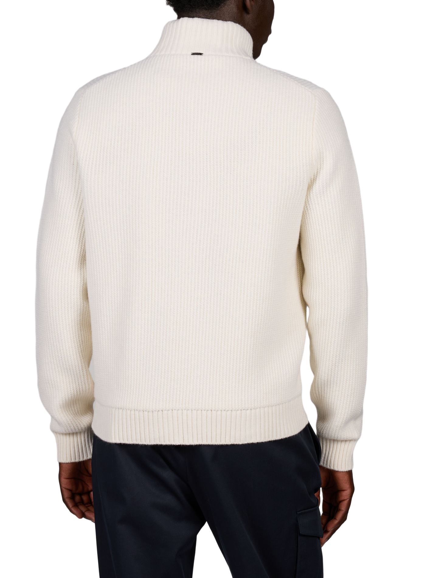 Ribbed high-neck textured wool vest HERNO White