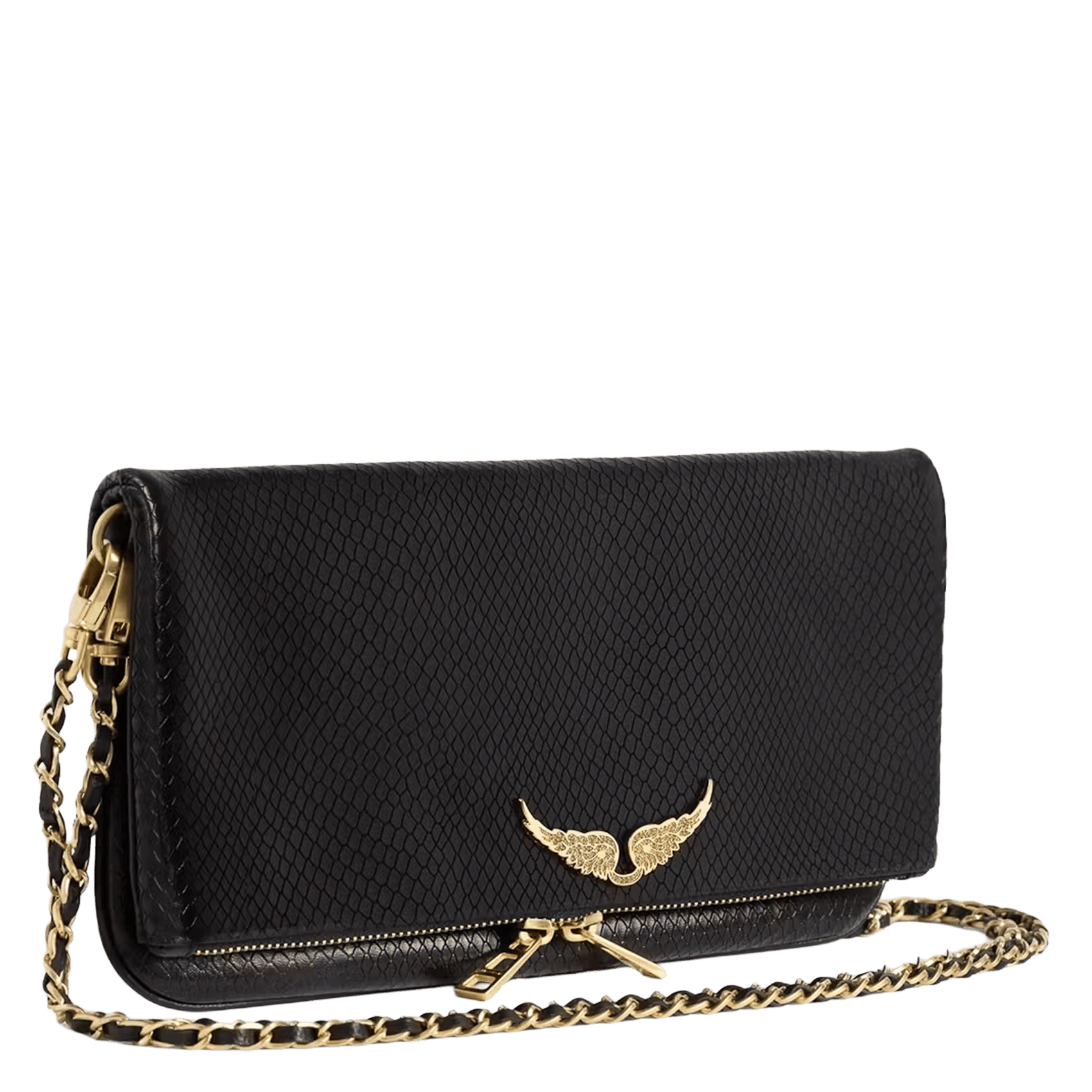 Schoudertas met python-effect van leder in rockstijl ZADIG&VOLTAIRE Zwart