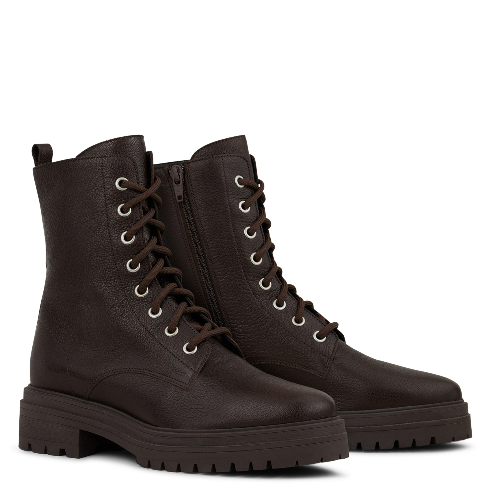 Bottines unies à lacets en cuir comy BA&SH Marron