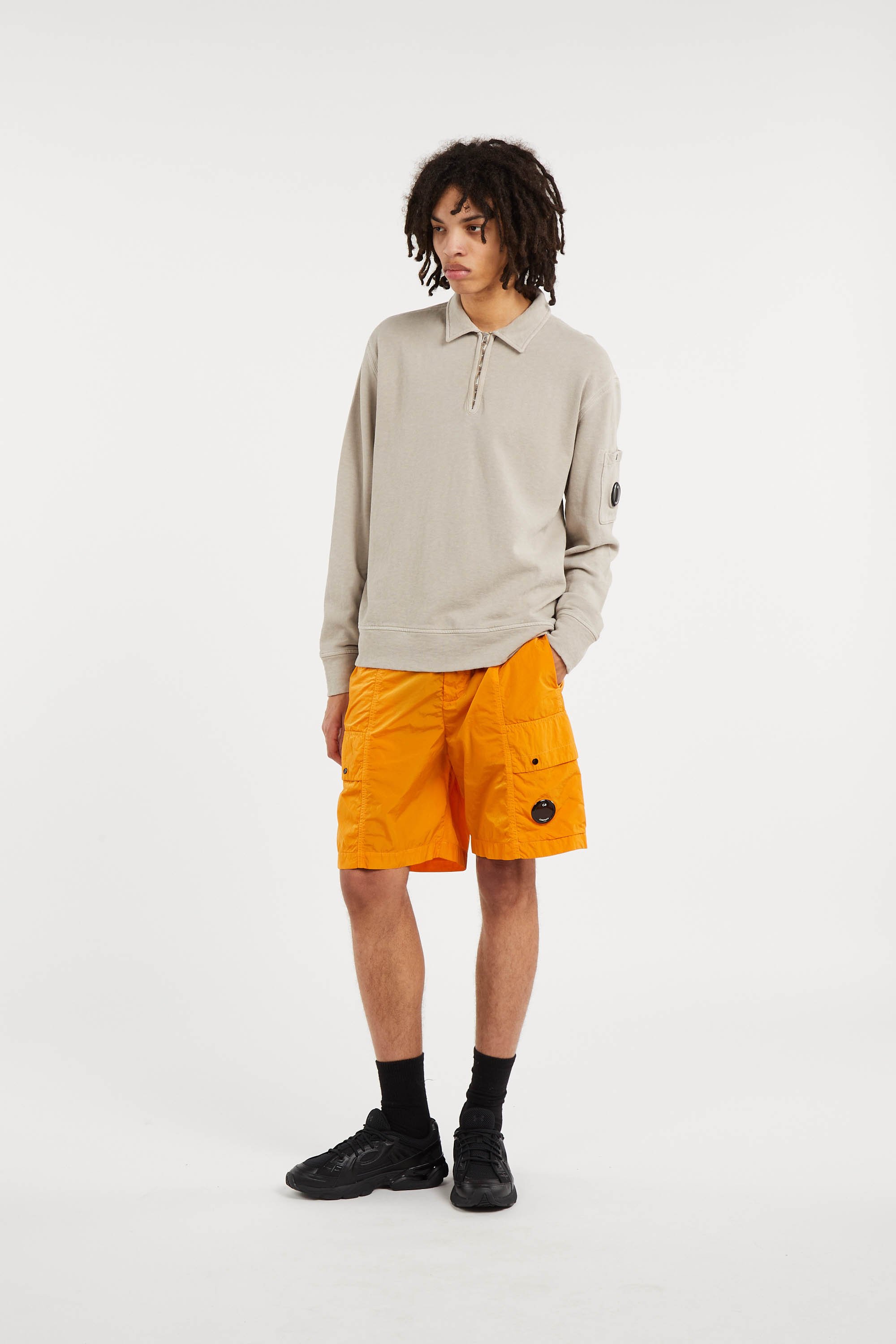 Sweatshirt sweatshirts polo collar in malfile' fleece CP COMPANY Beige