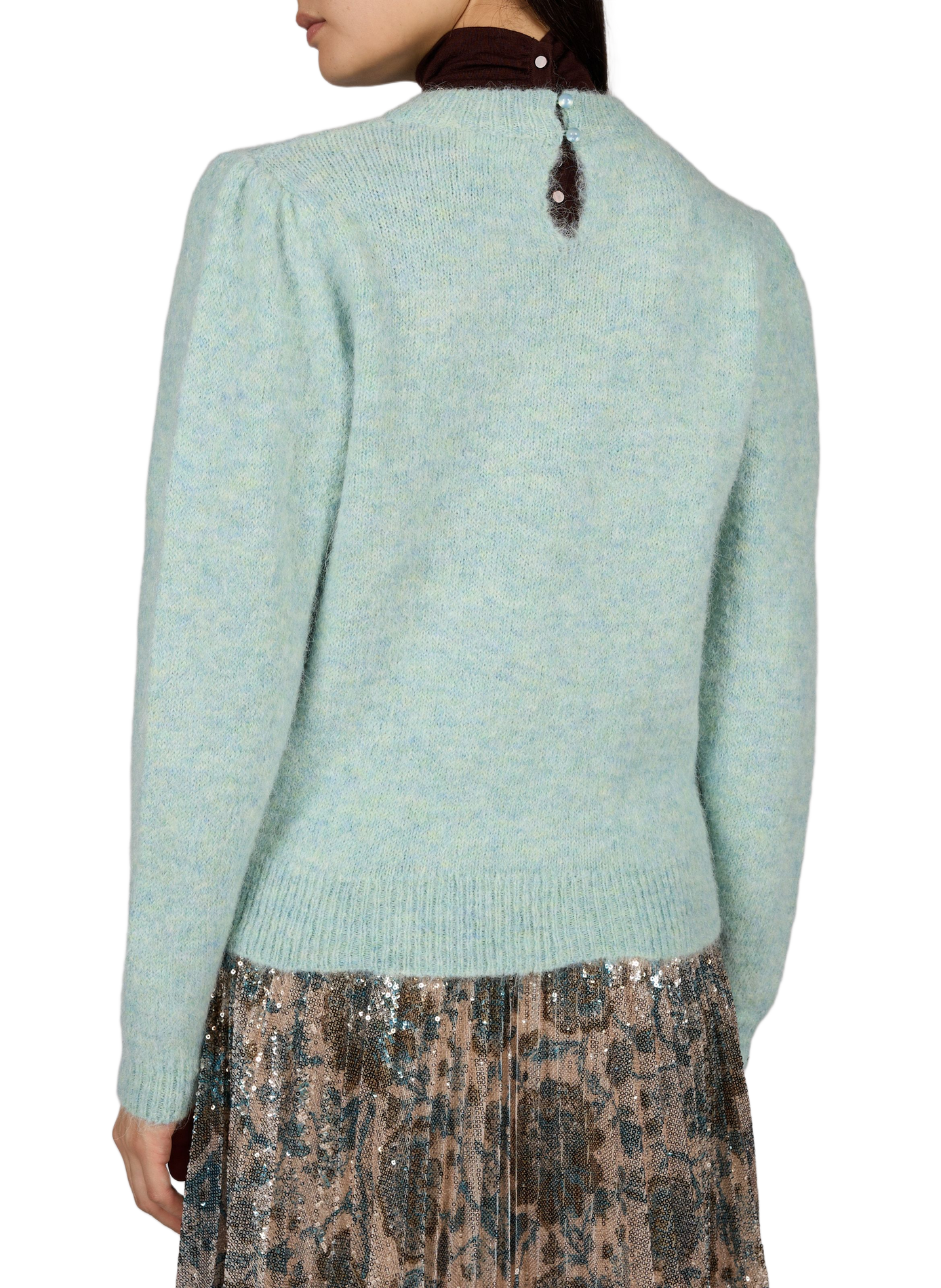 Fitzgerald oversized round neck wool blend sweater PETITE MENDIGOTE Blue