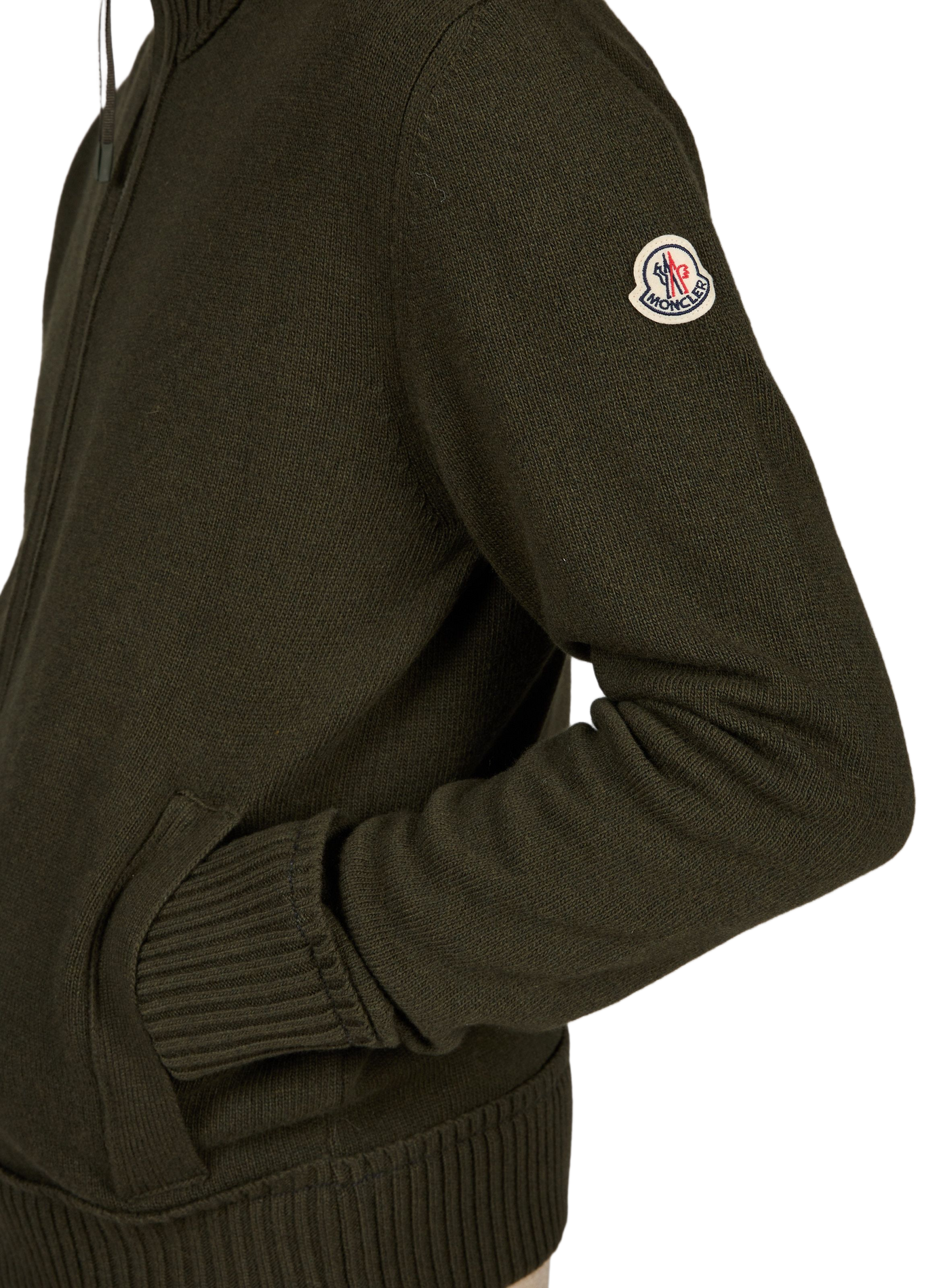 CARDIGAN ruimvallend gebreid met opstaande kraag van wol en kasjmier MONCLER Groen