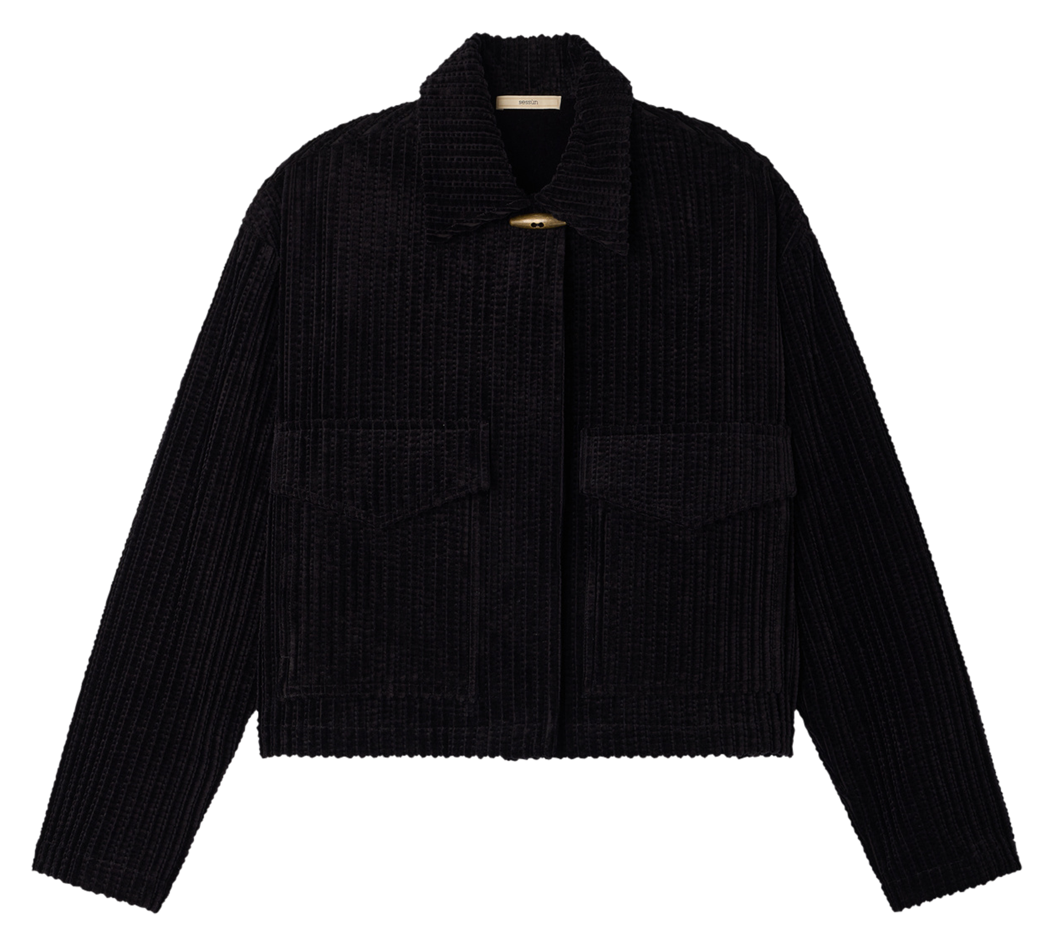 Veste courte en coton mélangé côtelé jonora SESSUN Noir