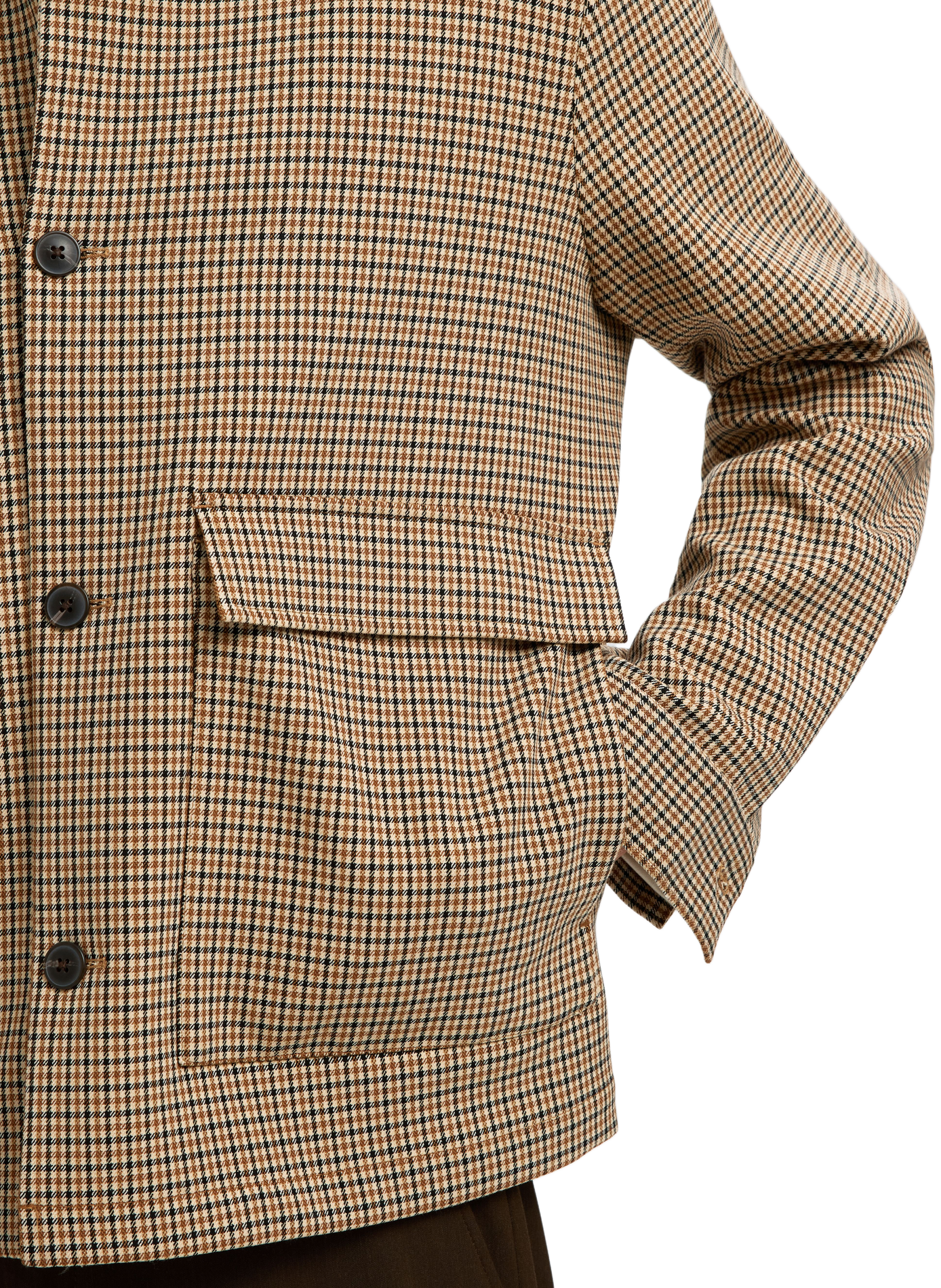 Gerade geschnittene, gemusterte Jacke mit Knöpfen SELECTED Beige