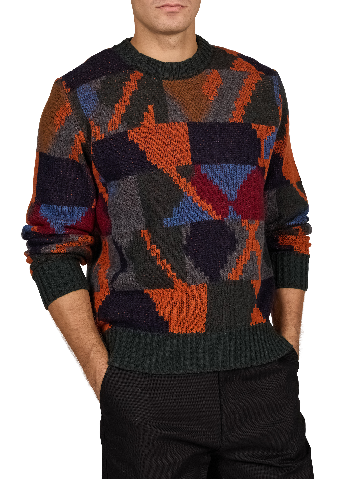 Printed crew-neck wool sweater THINKING MU Multicolour