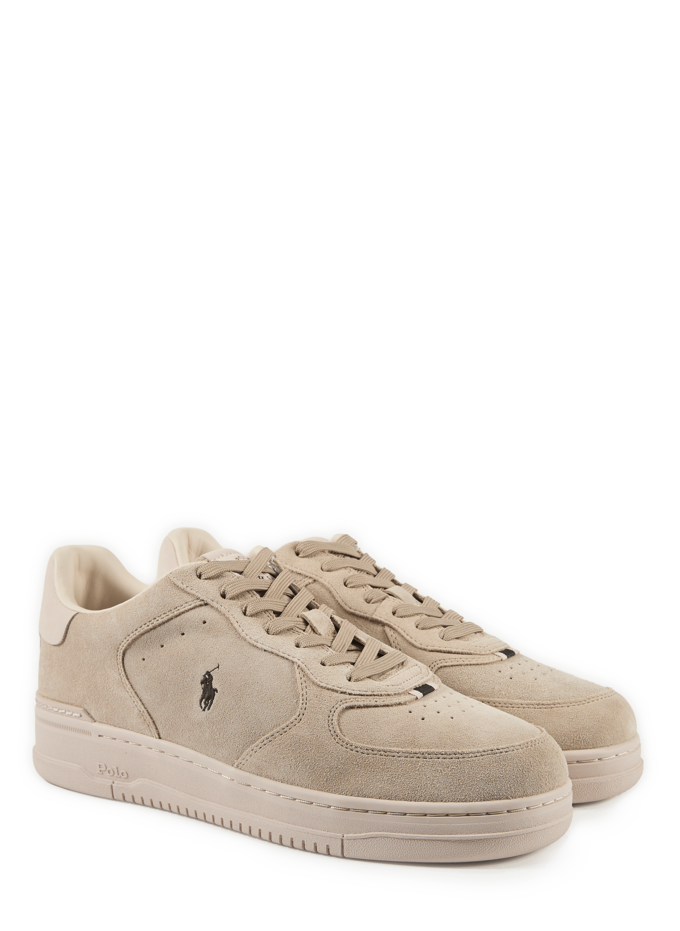 Mixed leather low-top sneakers POLO RALPH LAUREN Beige