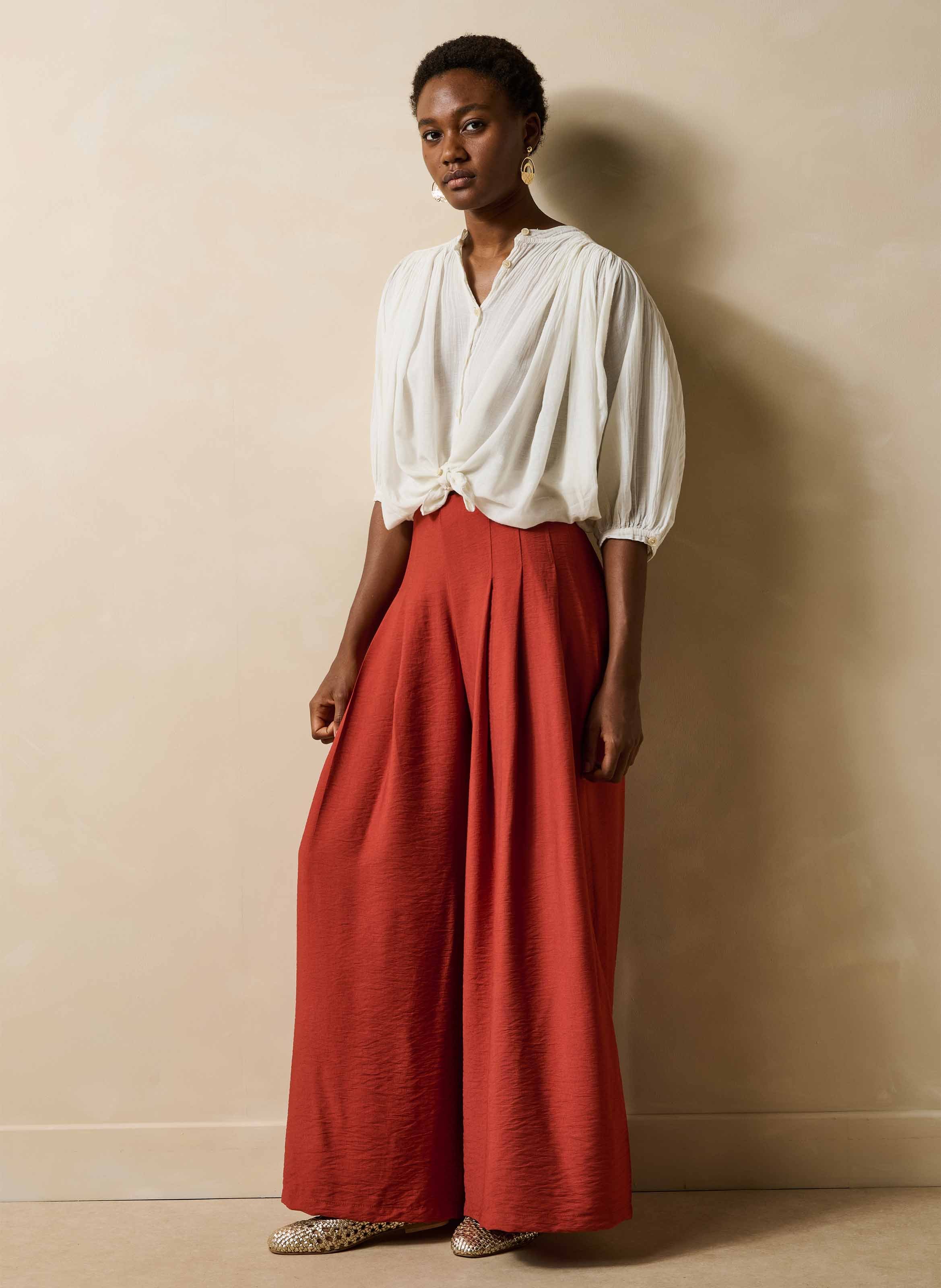 Wijde hoge taille broek LA FEE MARABOUTEE Rood