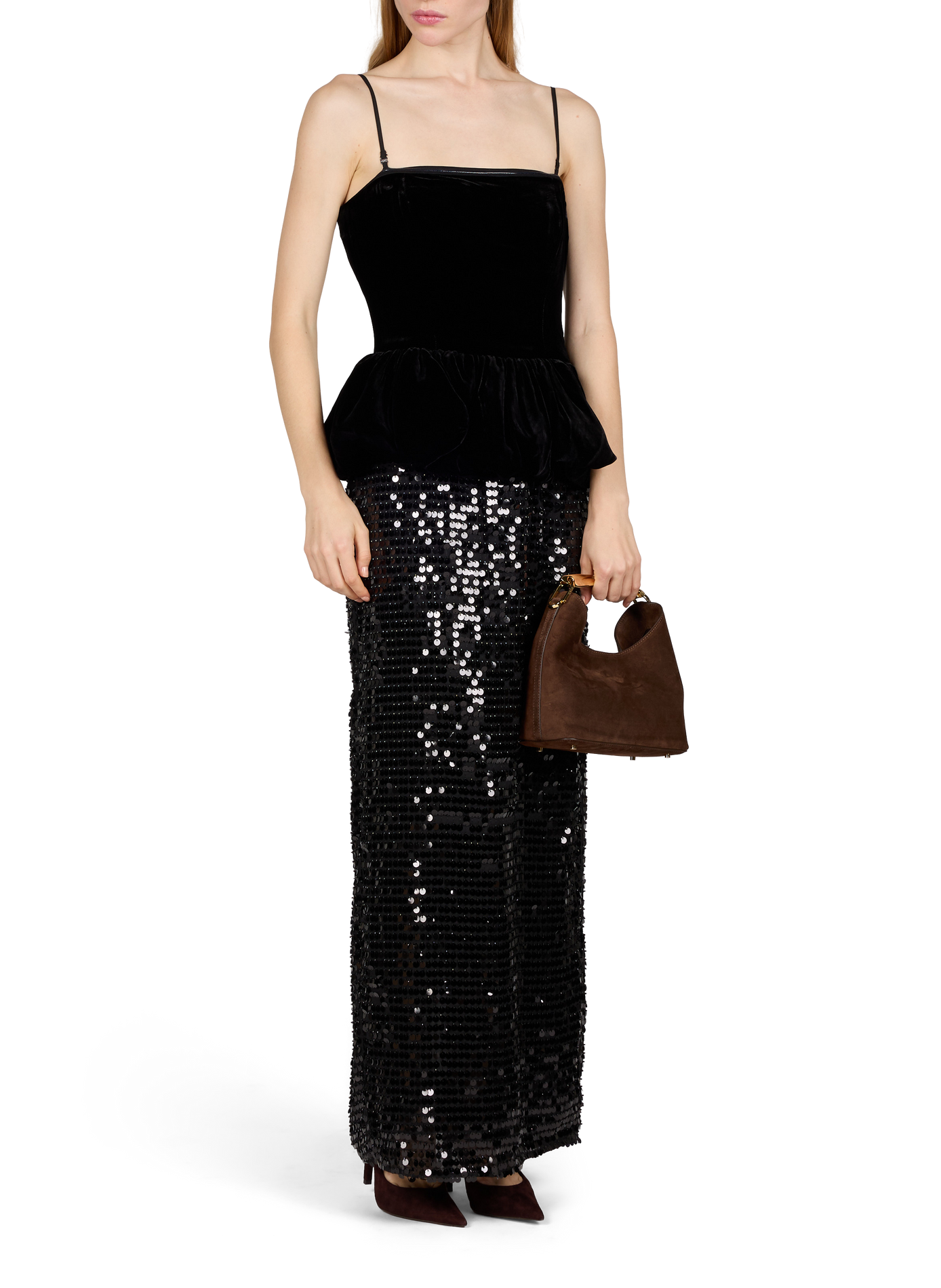 Boomerang suede leather handbag ELLEME Brown