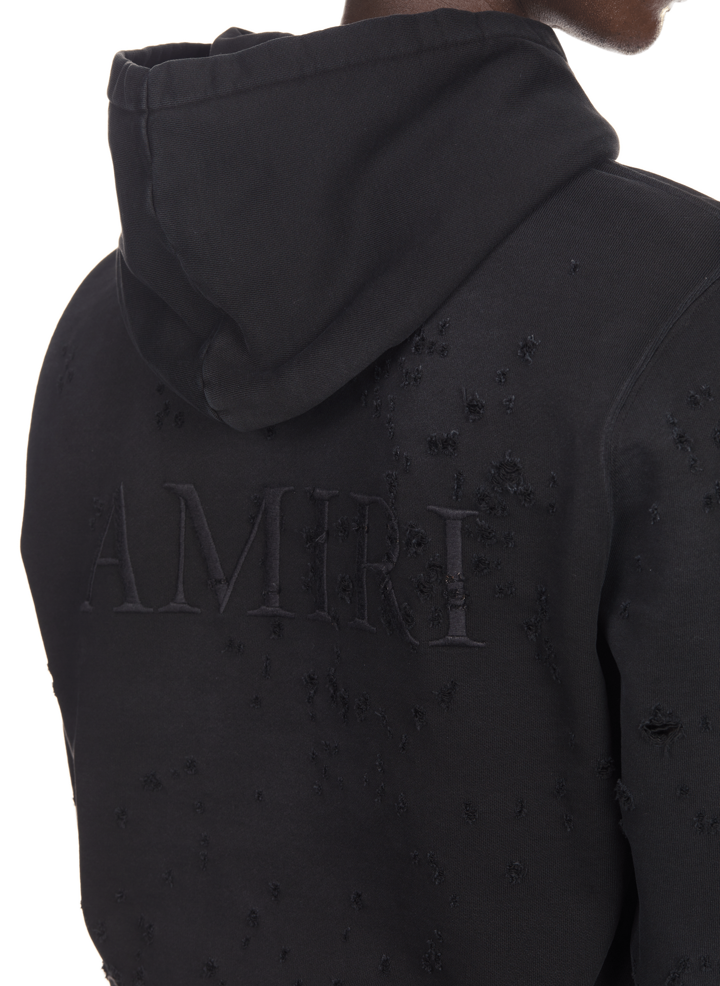 Ripped cotton hoodie AMIRI Black