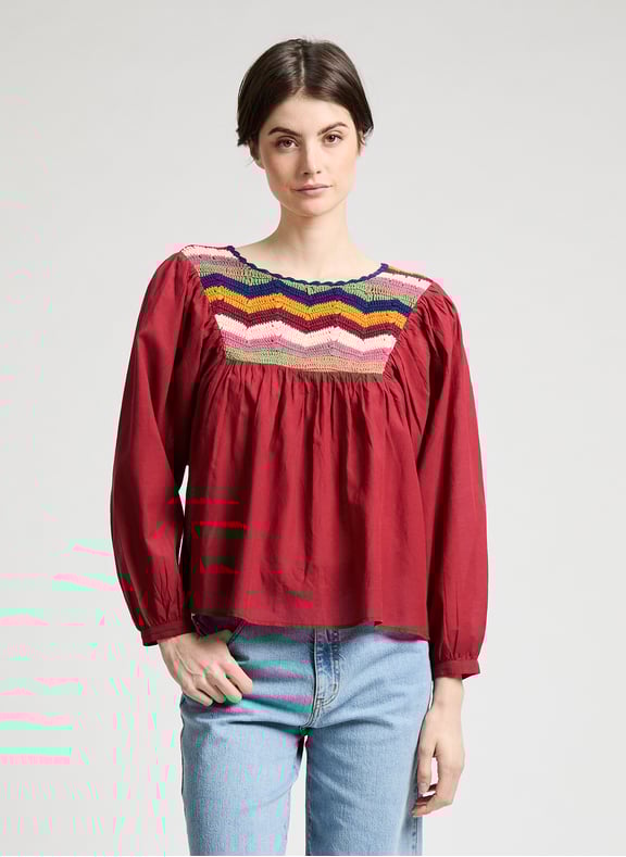 Blouse ample en coton mélangé Rouge by LEON & HARPER LEON & HARPER Blouse ample en coton mélangé Rouge