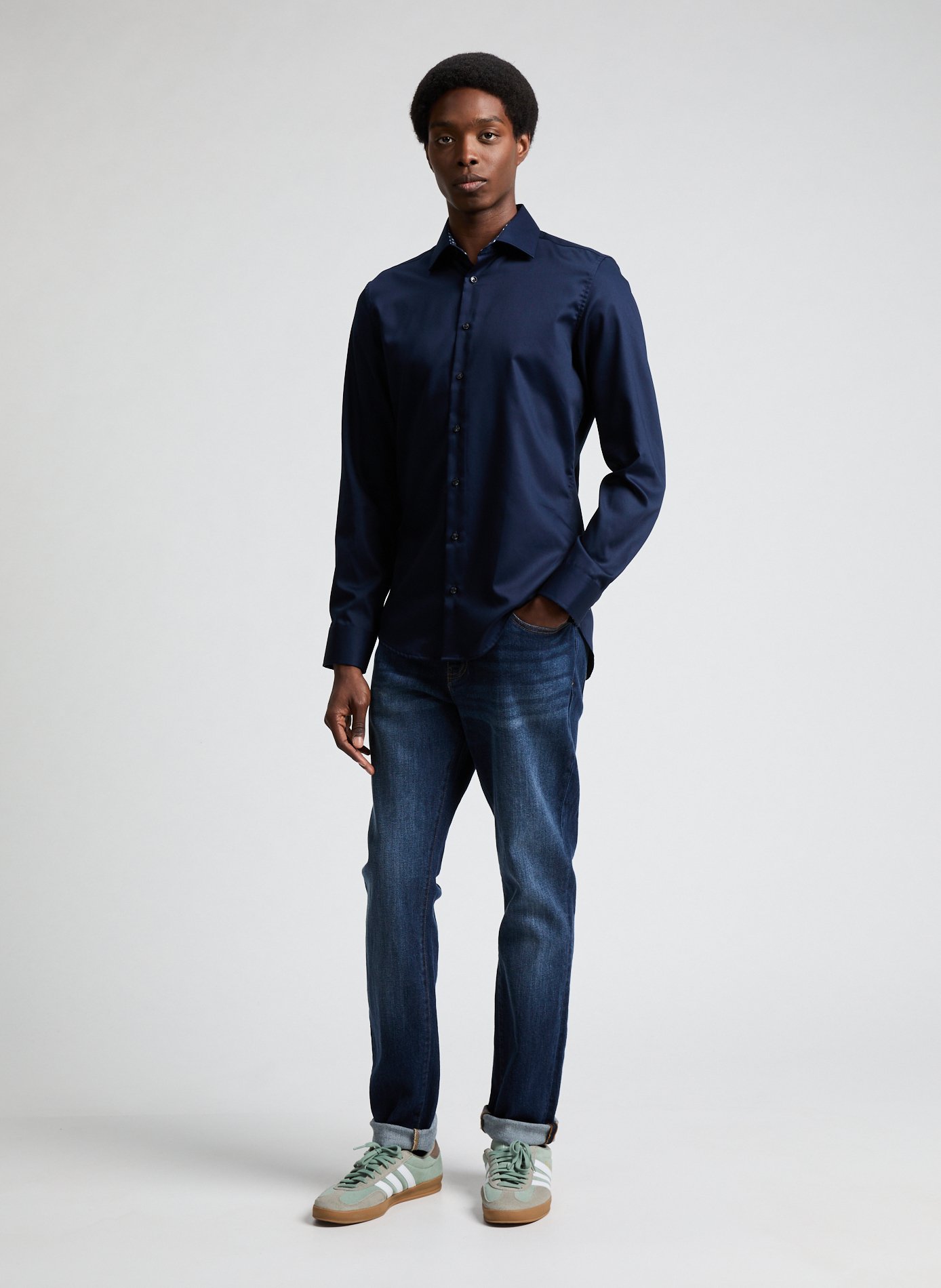 Chemise slim en coton SEIDENSTICKER Bleu