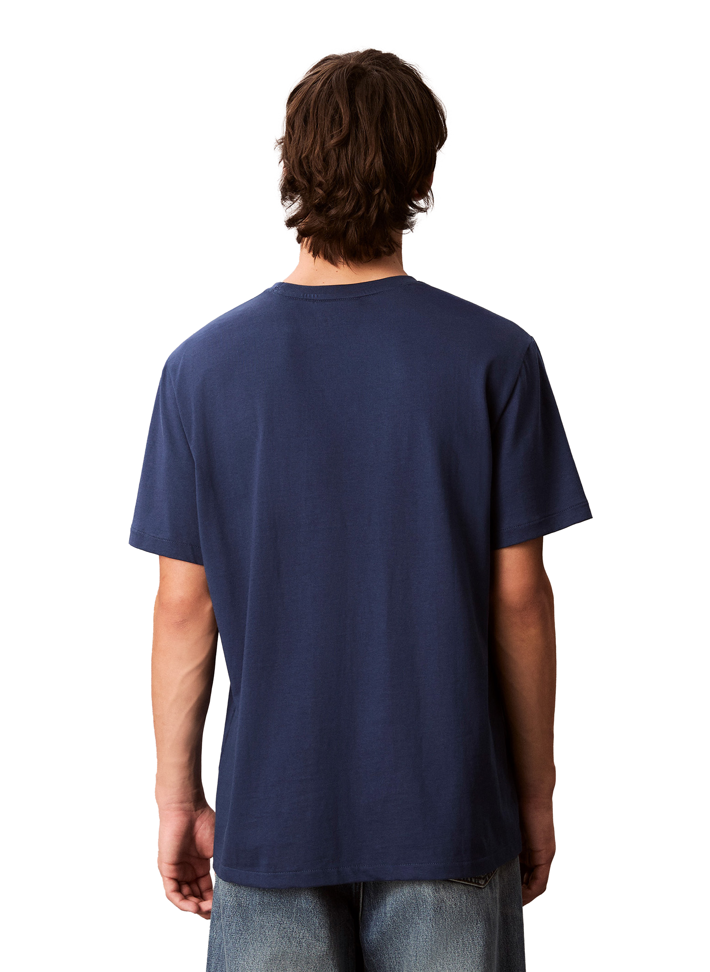 T-shirt à col rond en coton CALVIN KLEIN Bleu