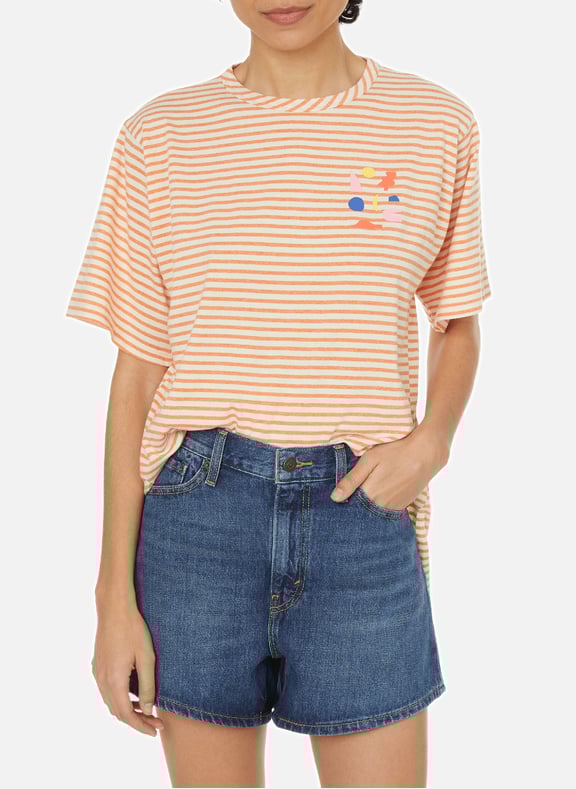 T-shirt rayé en coton Orange by BOBO CHOSES BOBO CHOSES T-shirt rayé en coton Orange