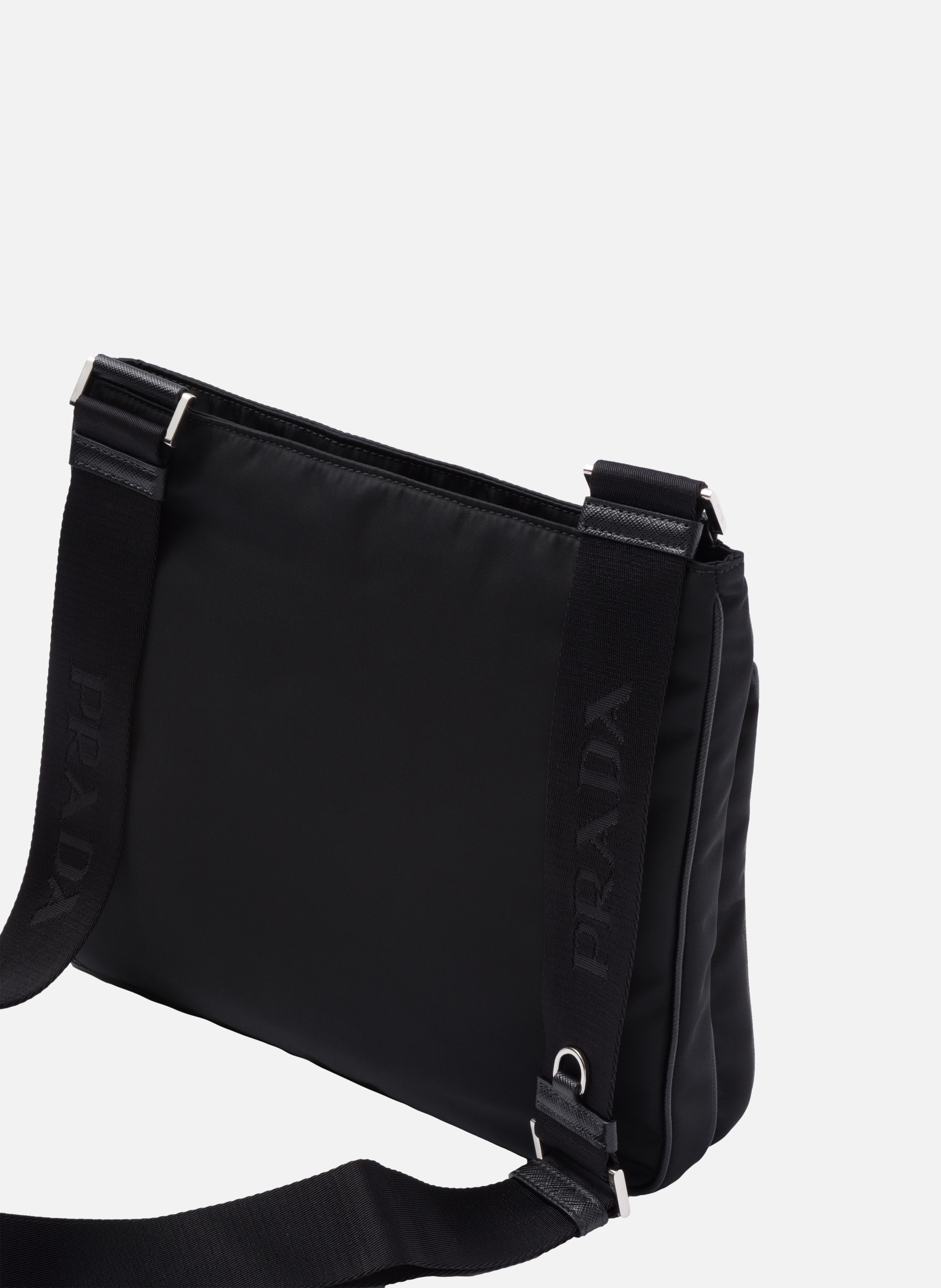 Sac porté épaule en re-nylon et saffiano PRADA Noir