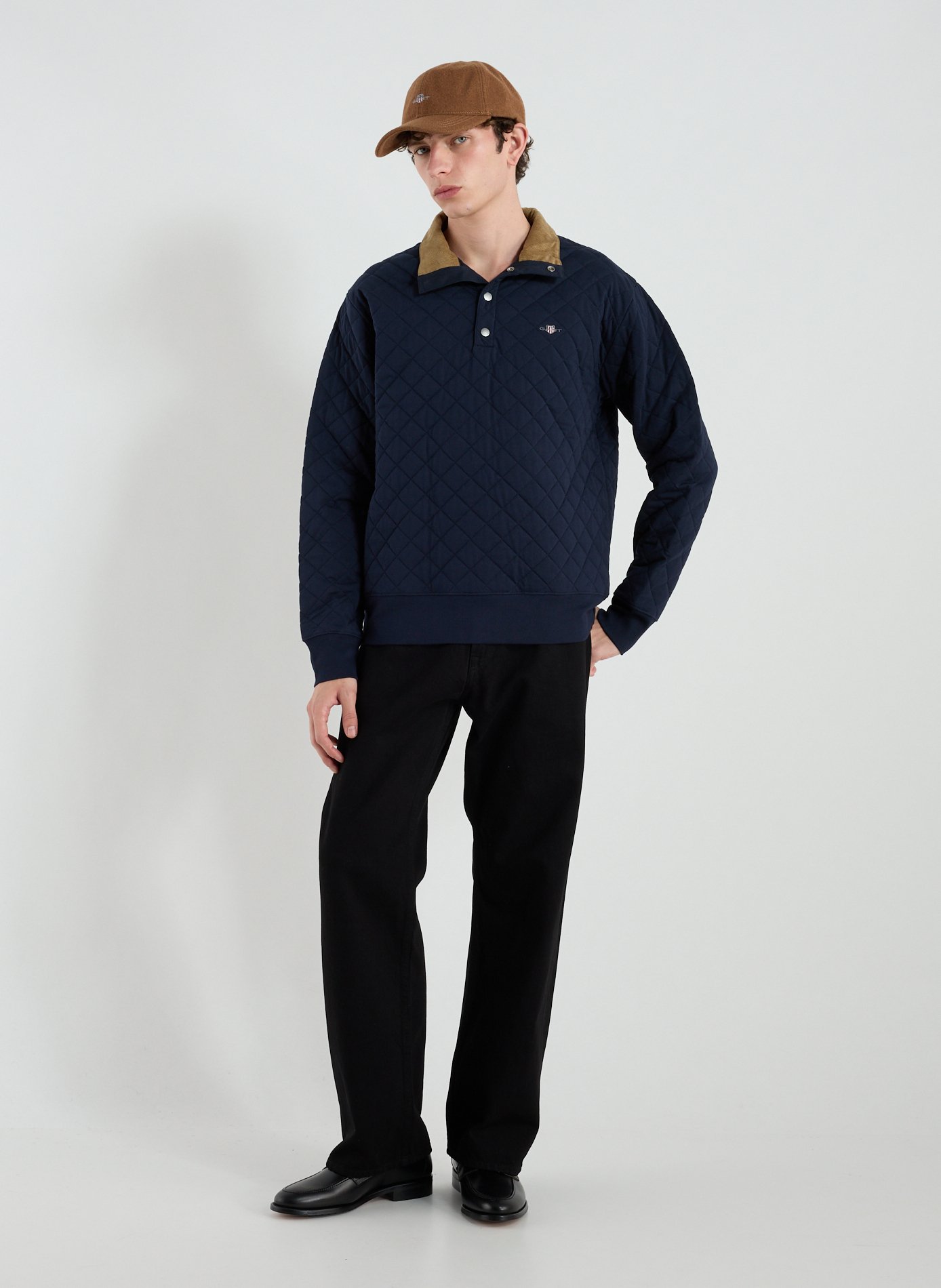 High-neck blended cotton sweatshirt GANT Blue