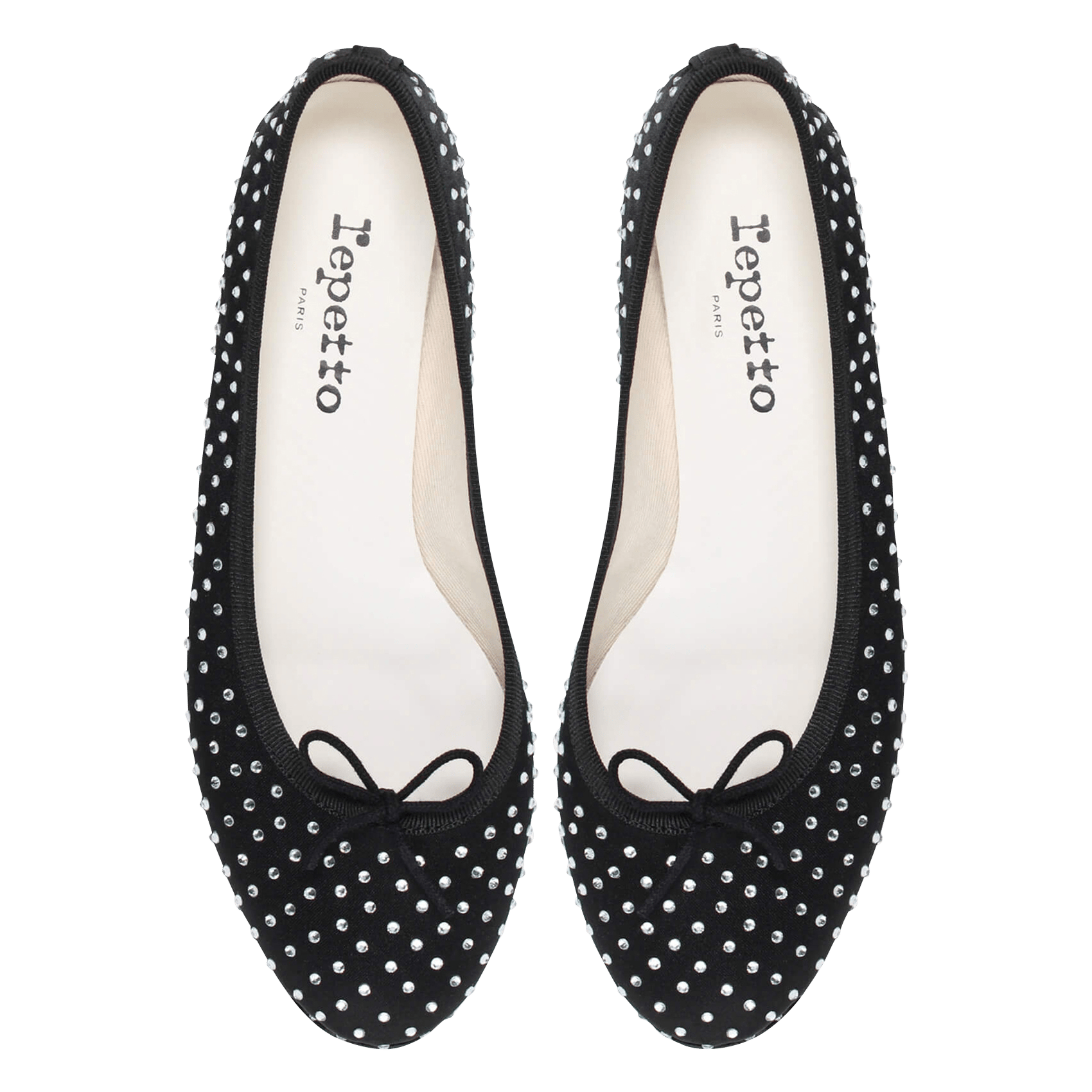 Ballerines à strass en cuir cendrillon REPETTO Noir