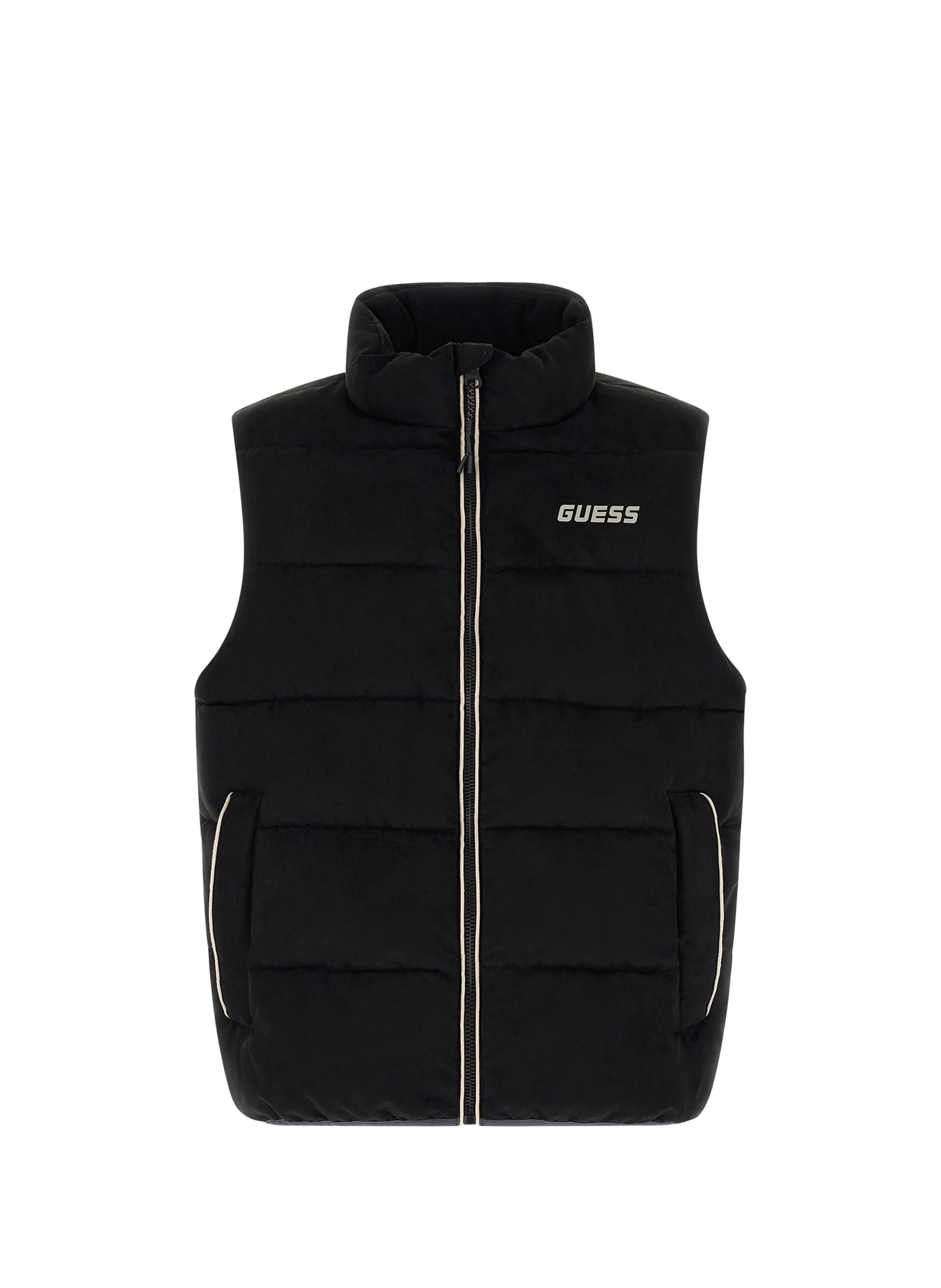 Sleeveless quilted jacket with high neck GUESS Black