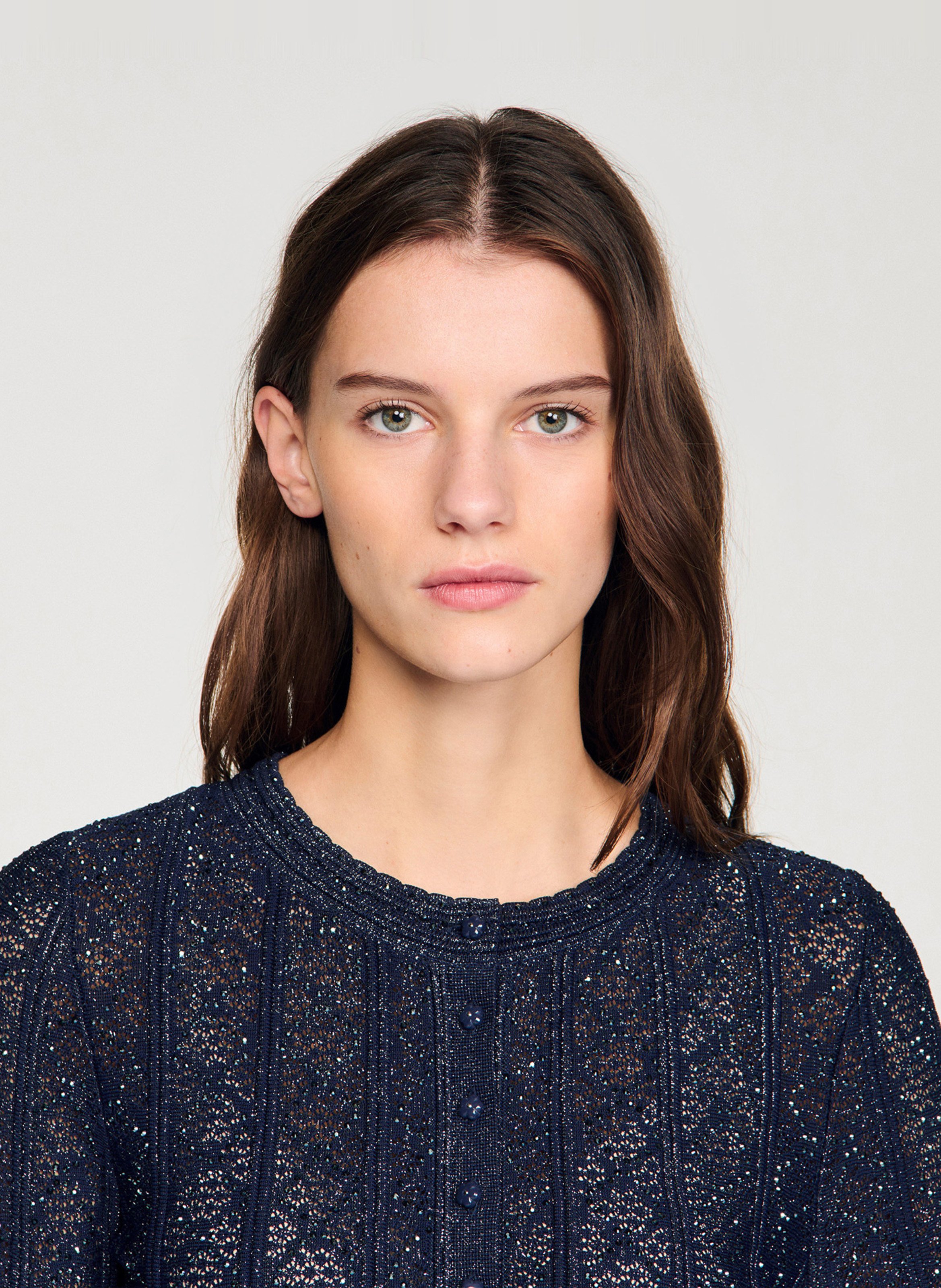 Cardigan col rond SANDRO Bleu