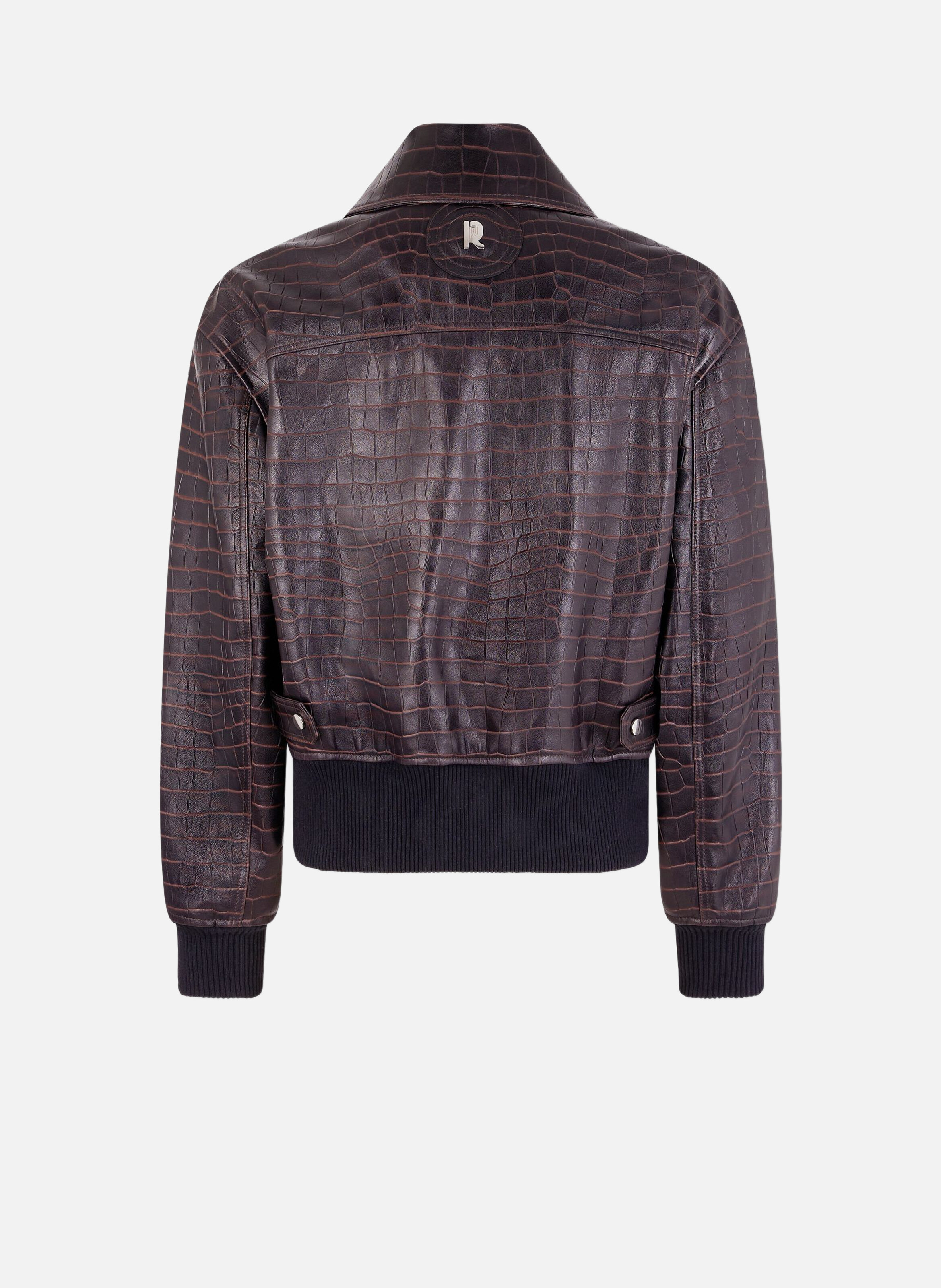 Blouson aviateur en cuir RABANNE Marron