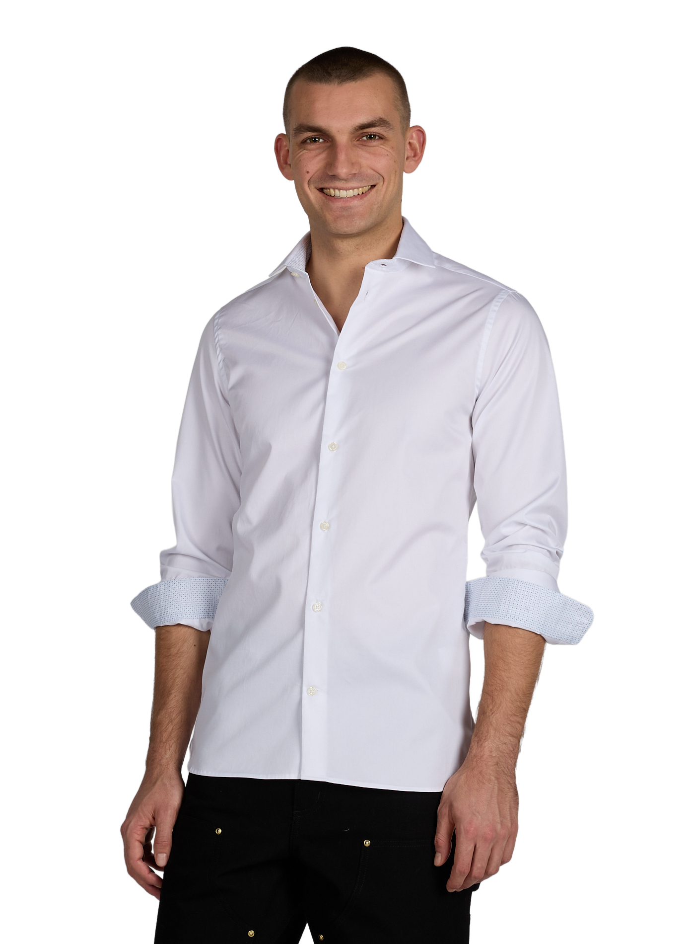 Fitted plain cotton shirt AU PRINTEMPS PARIS White