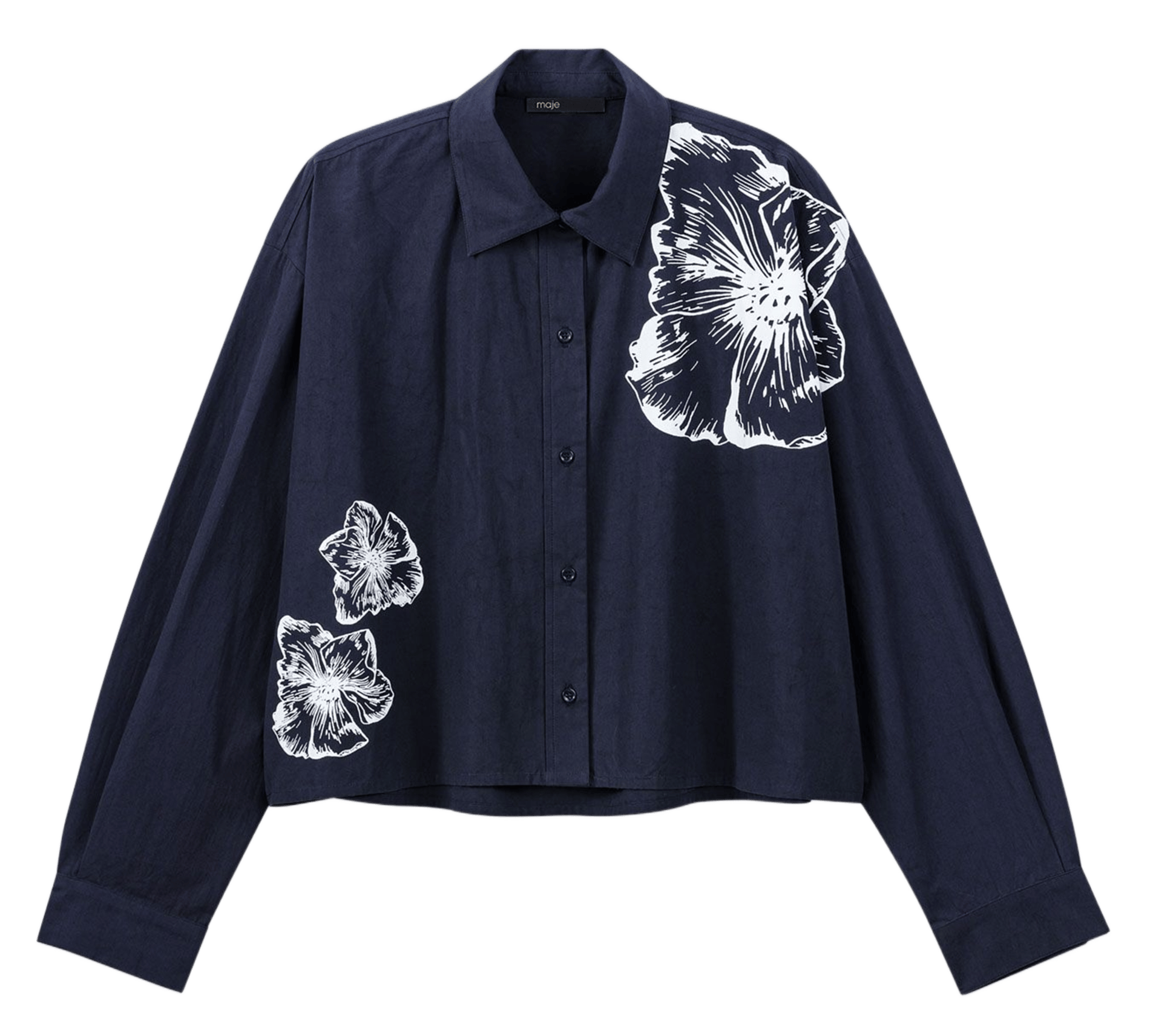Chemise à imprimé floral en coton MAJE Bleu