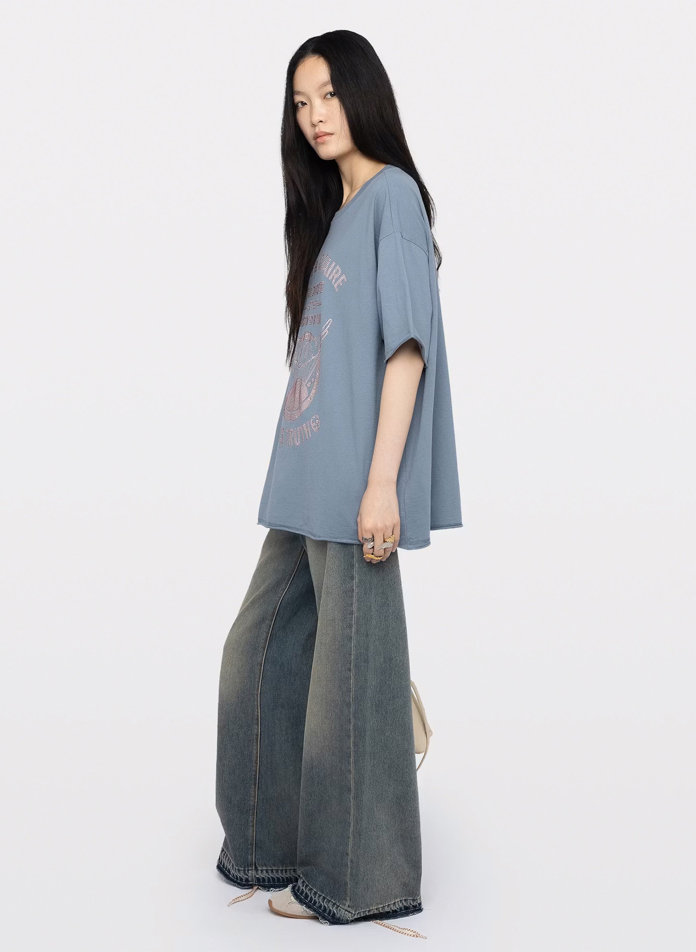 Tee-shirt ample col rond sérigraphié berry ZADIG&VOLTAIRE Bleu