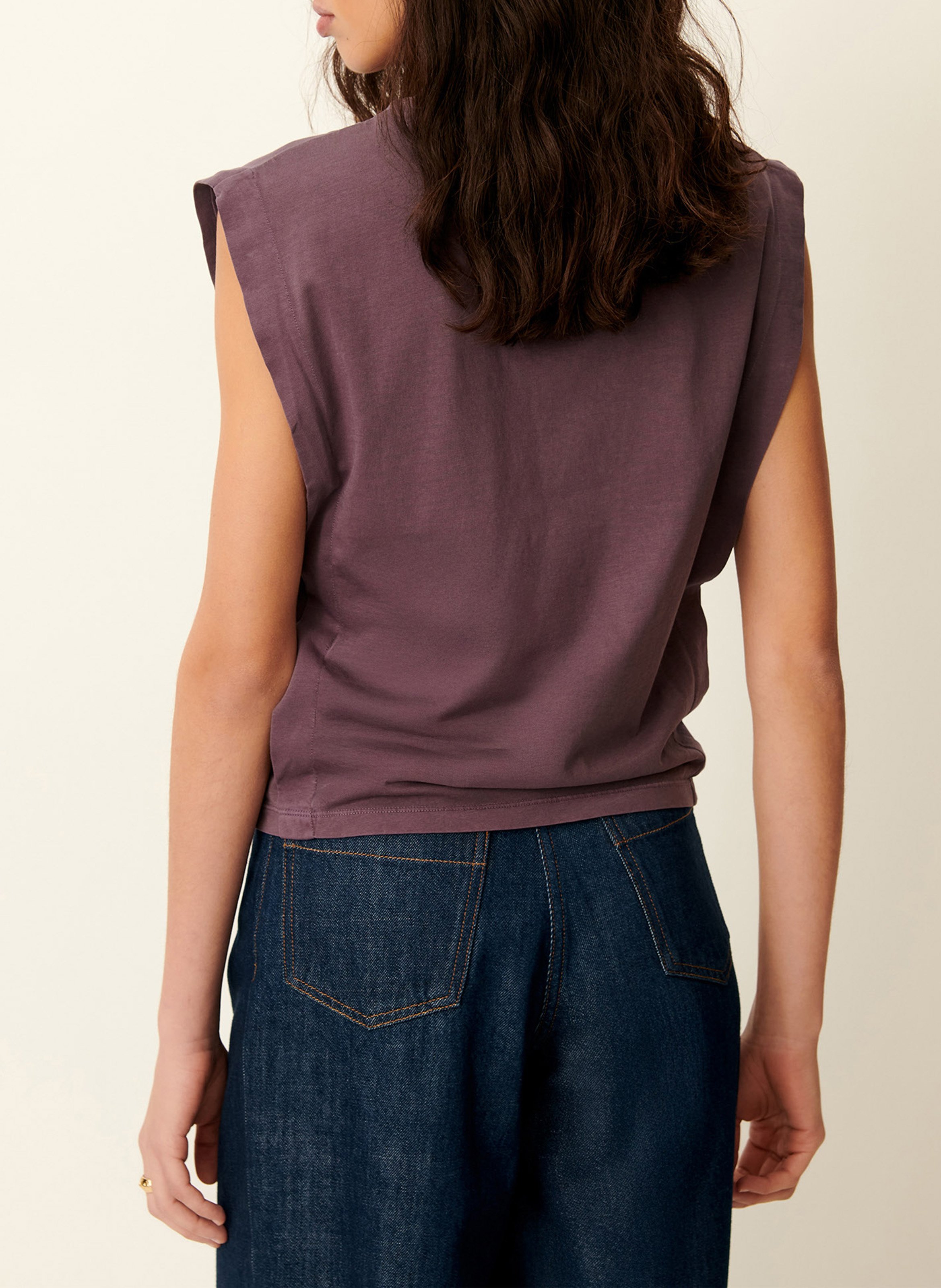 Tee-shirt col rond droit en coton bio orlando SESSUN Beige