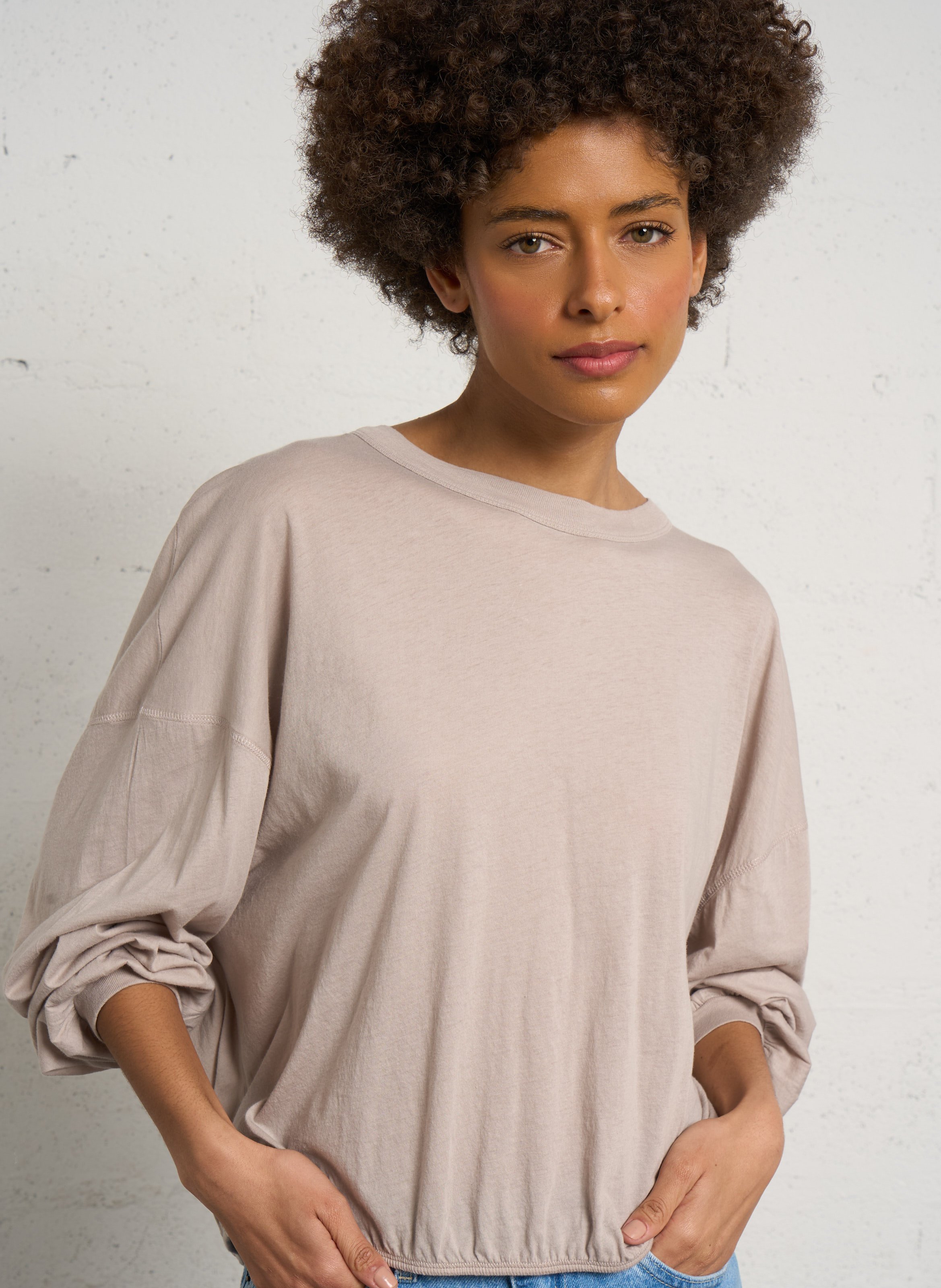 Tee-shirt oversize uni en coton laloom AMERICAN VINTAGE Beige