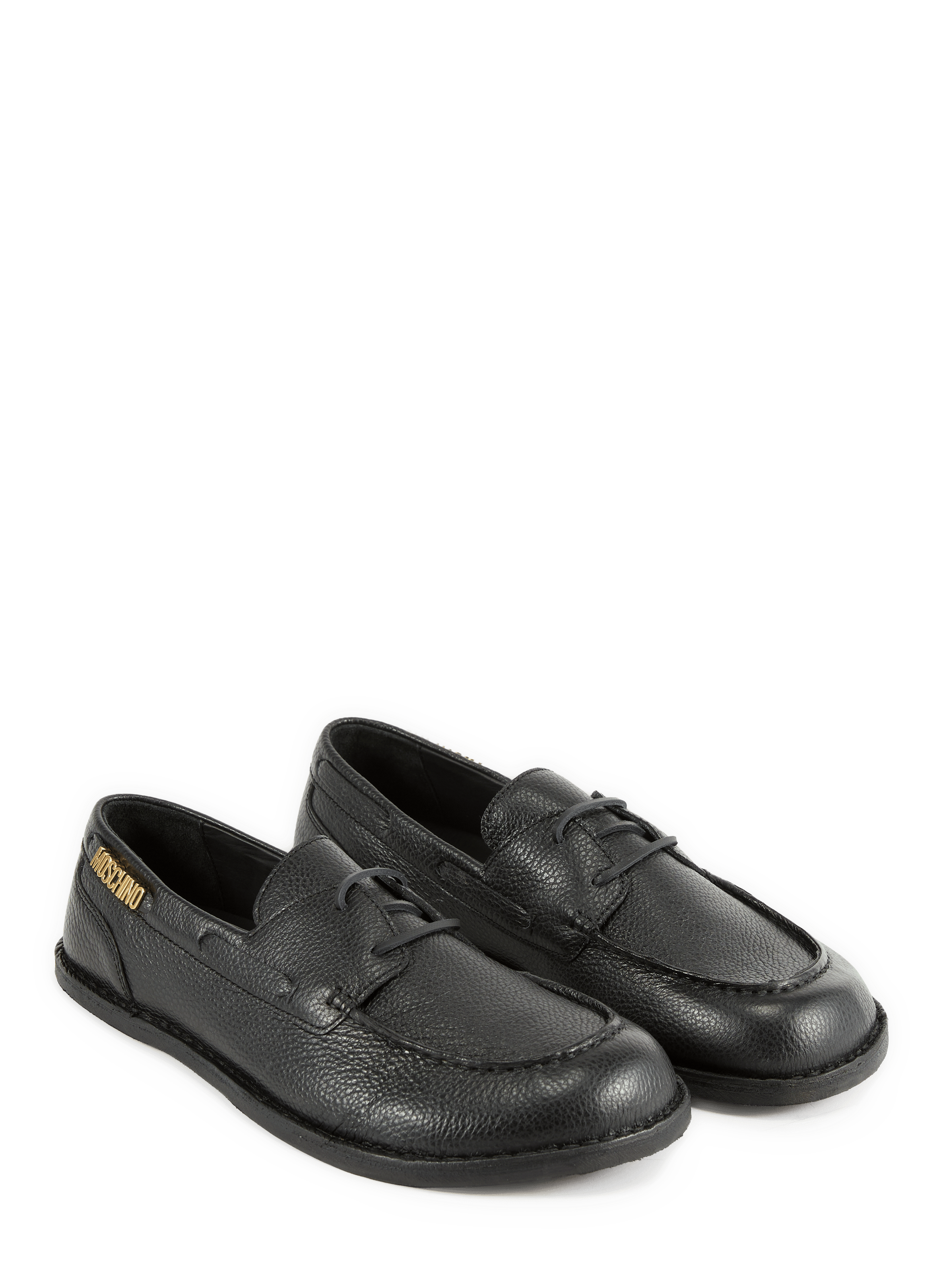 Flat leather Couture moccasins MOSCHINO Black