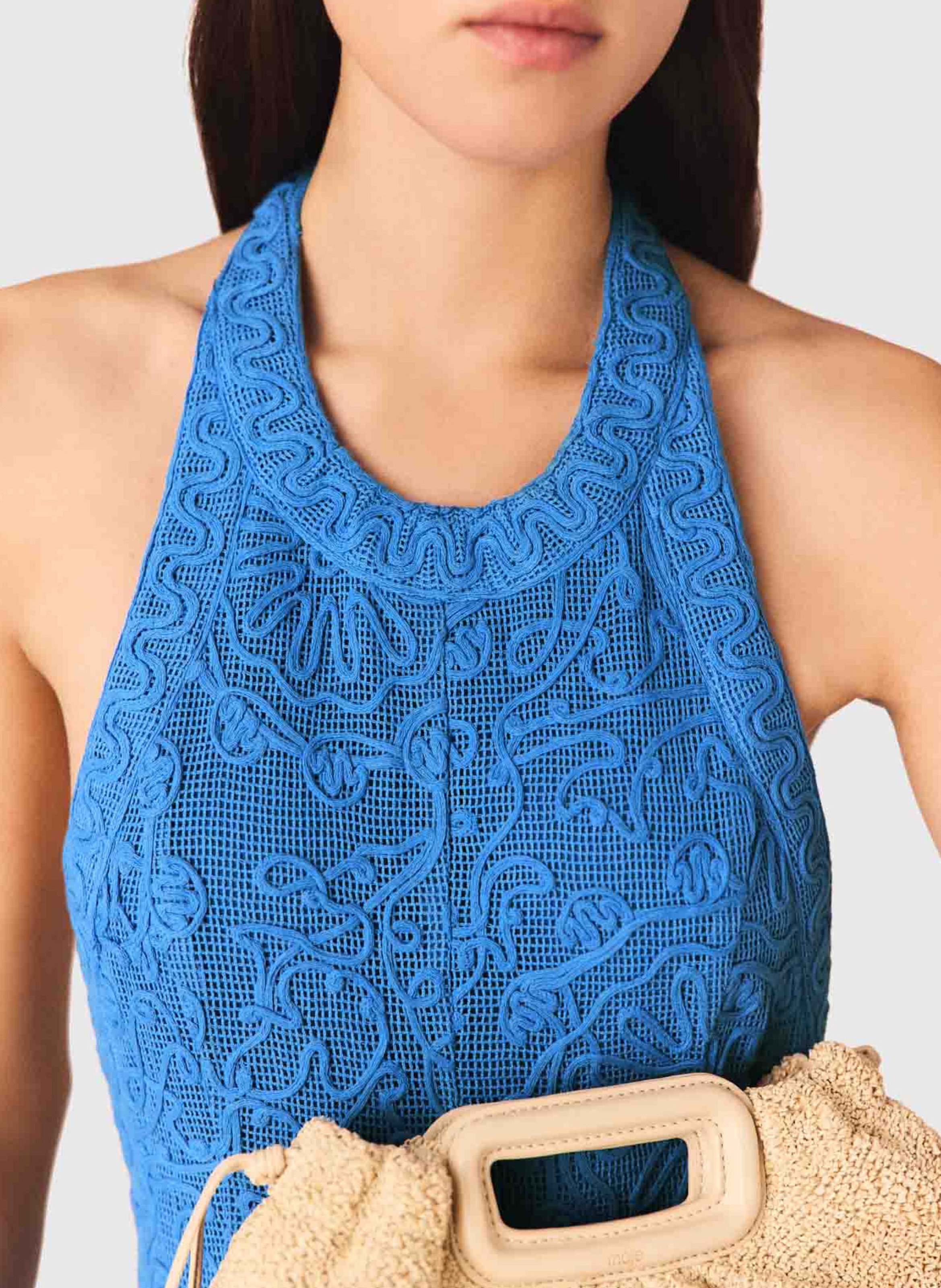 Robe longue en coton Bleu