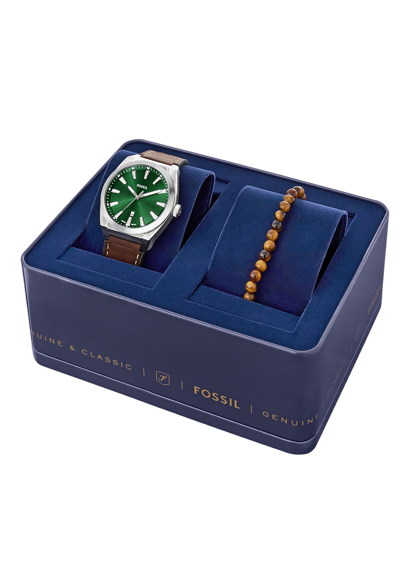 Montre quartz Everett en cuir FOSSIL Vert