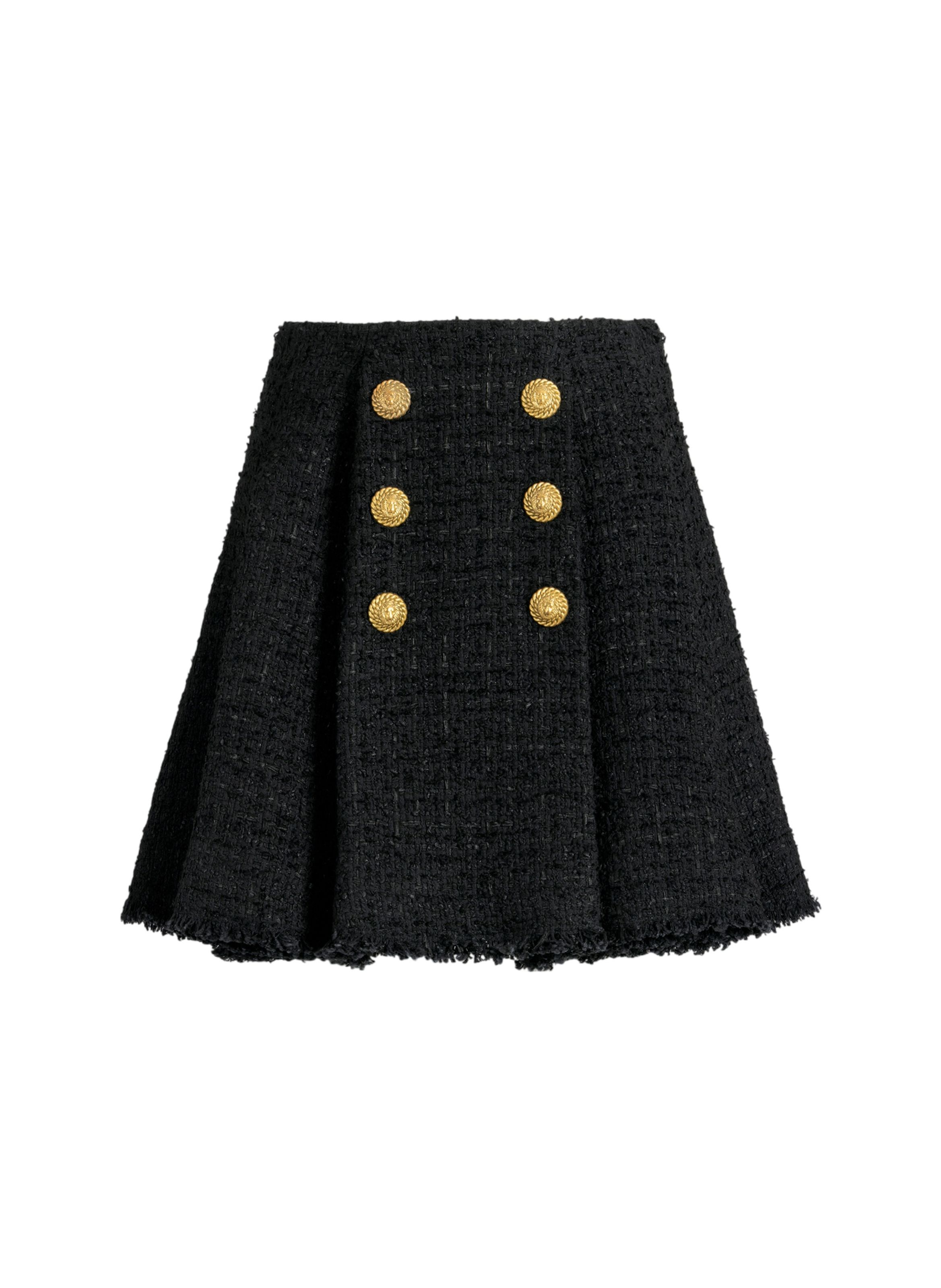 Jupe patineuse en tweed BALMAIN Noir