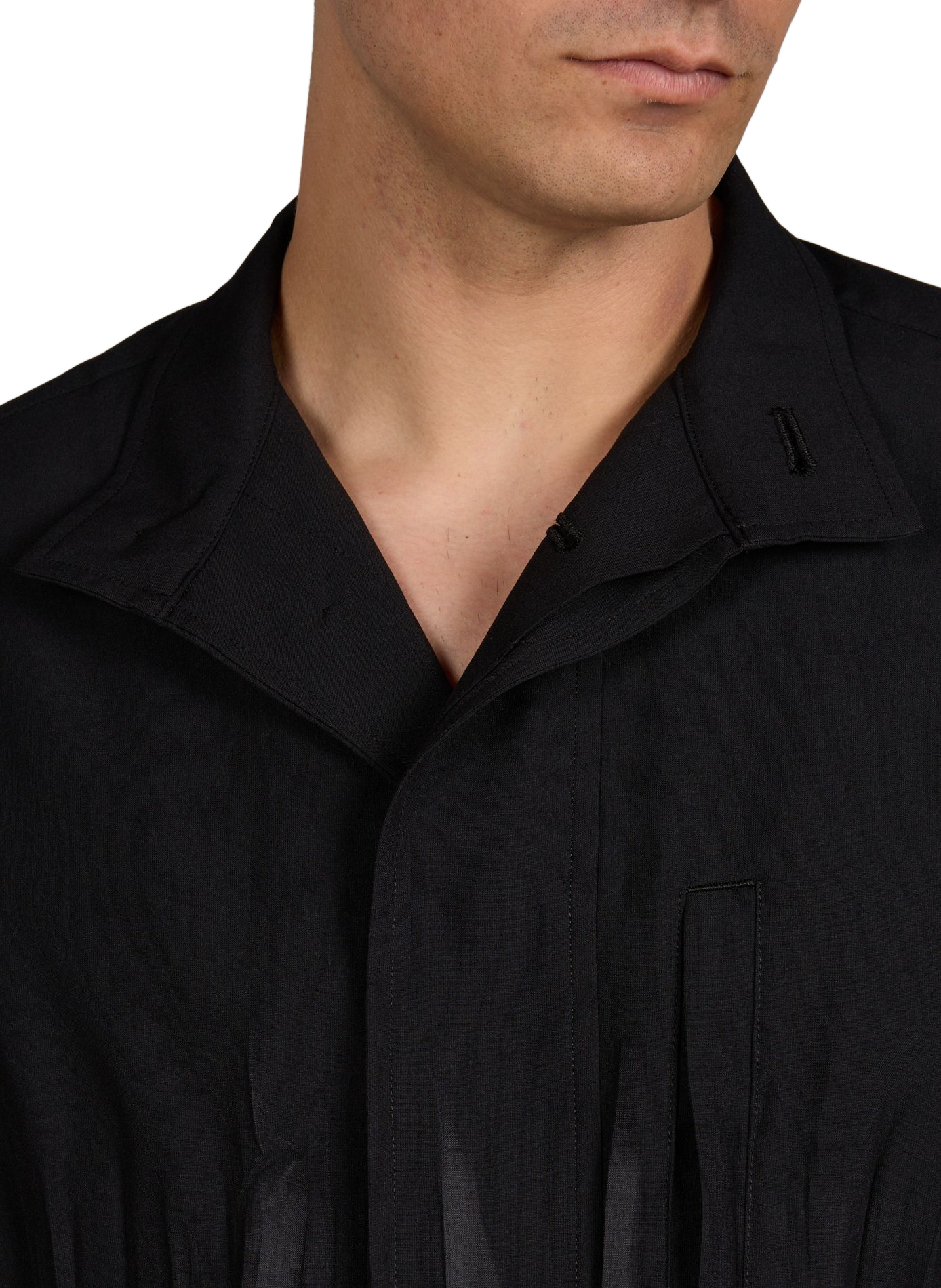 Veste plissée à col montant ISSEY MIYAKE Noir