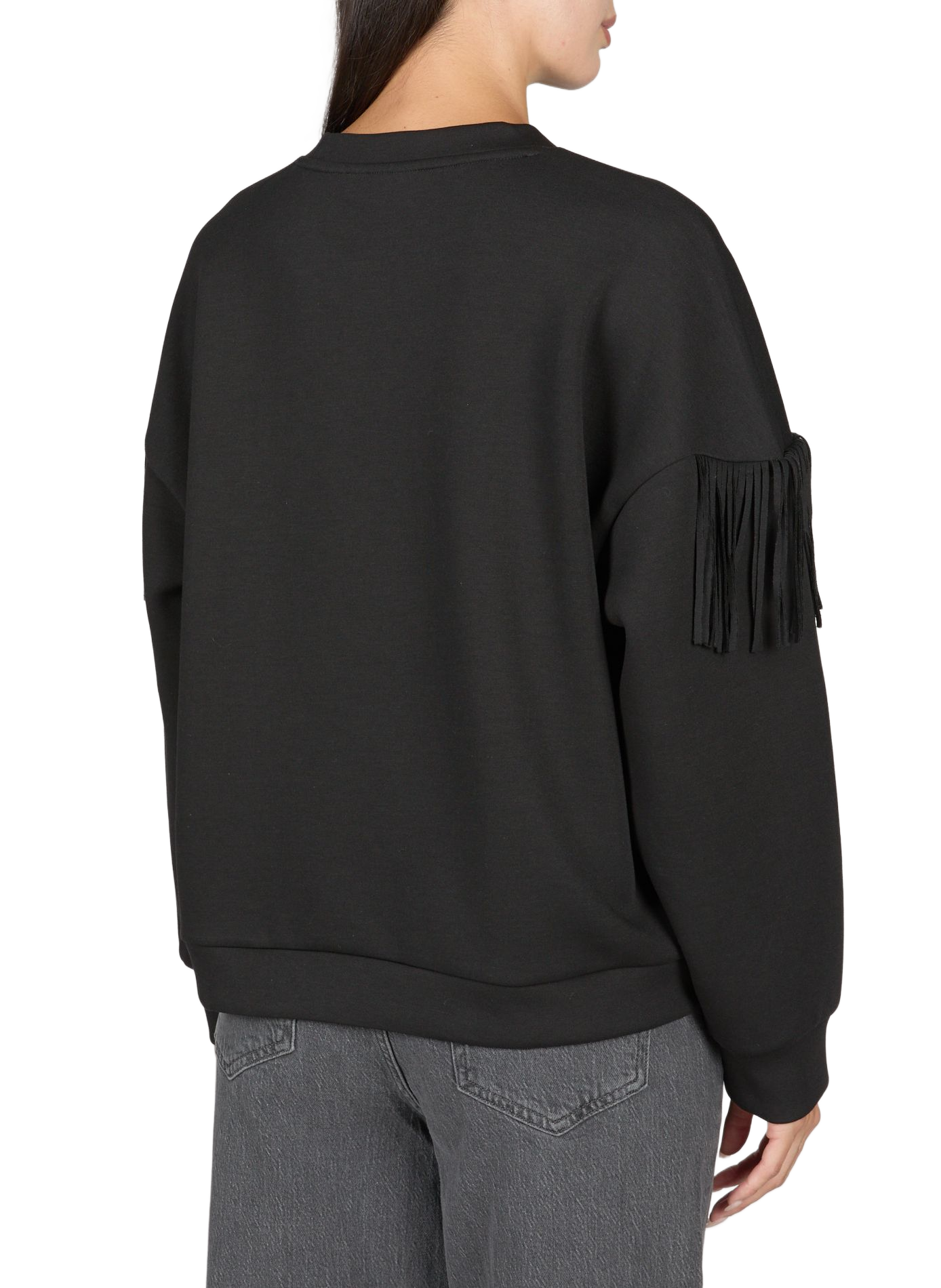 Round neck sweatshirt with fringes VILA Black