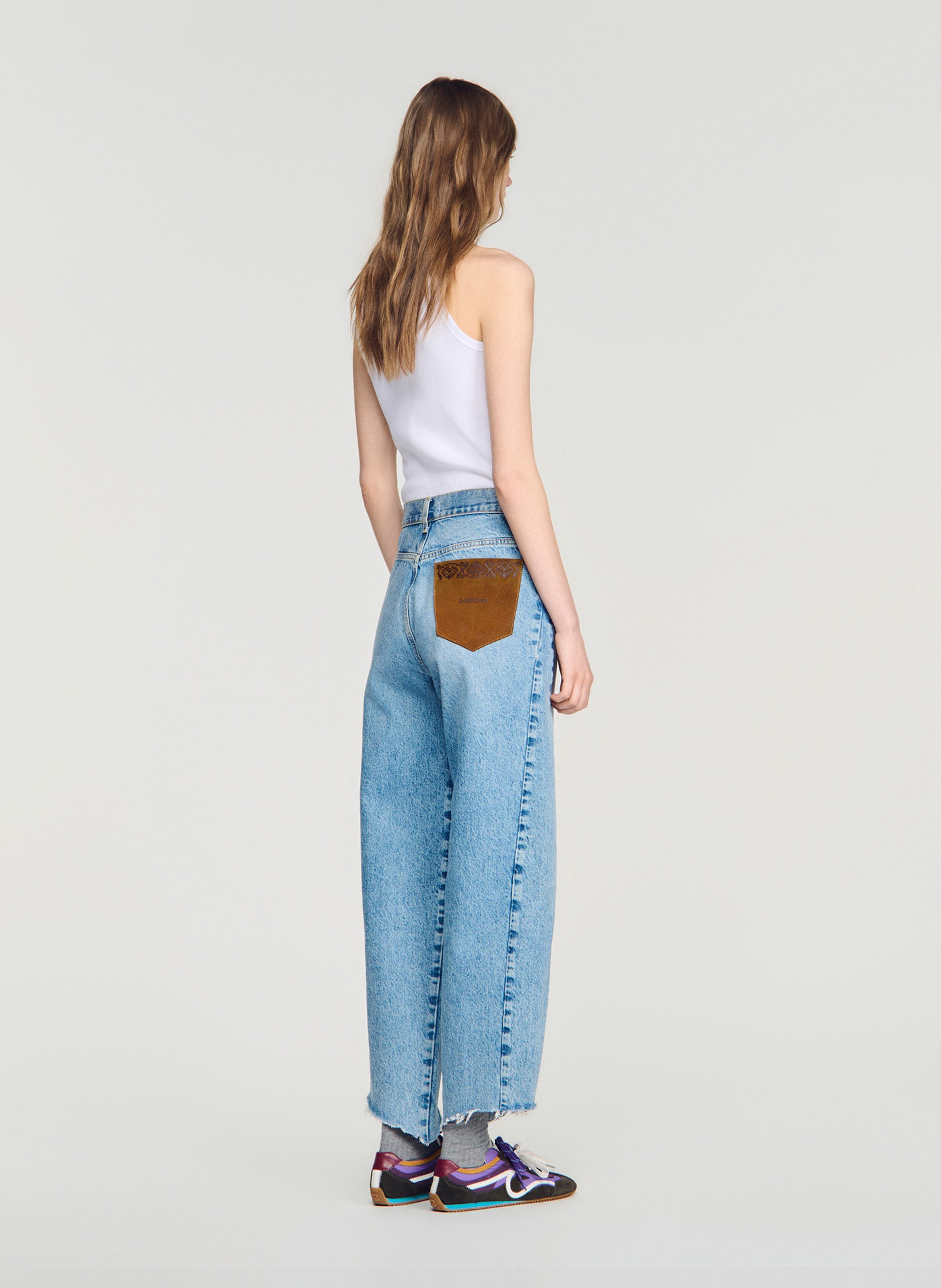 Jean large taille haute à découpes SANDRO Bleu