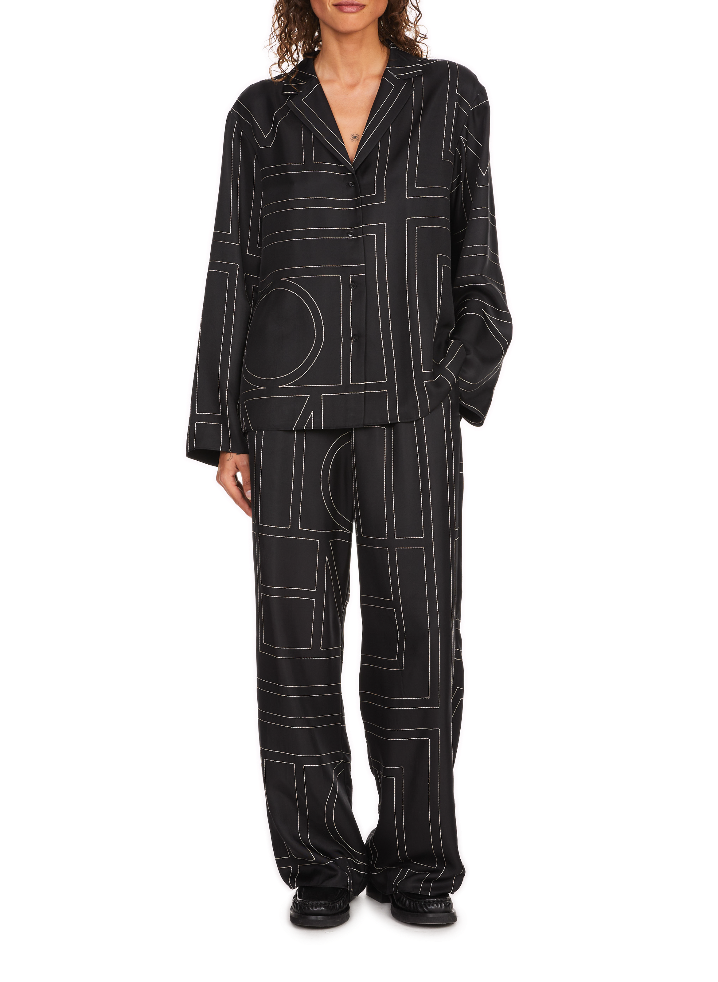 Pantalon à motifs TOTEME Noir