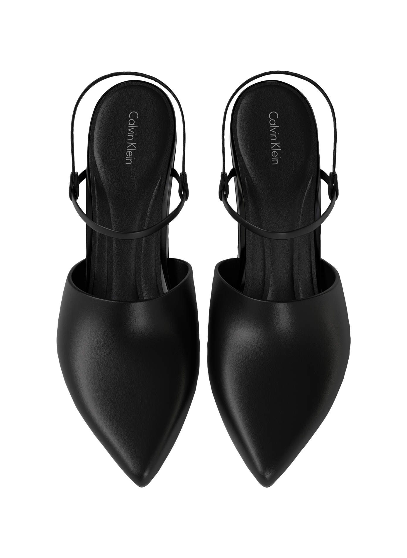 Escarpins à brides élastiquées en cuir CALVIN KLEIN Noir