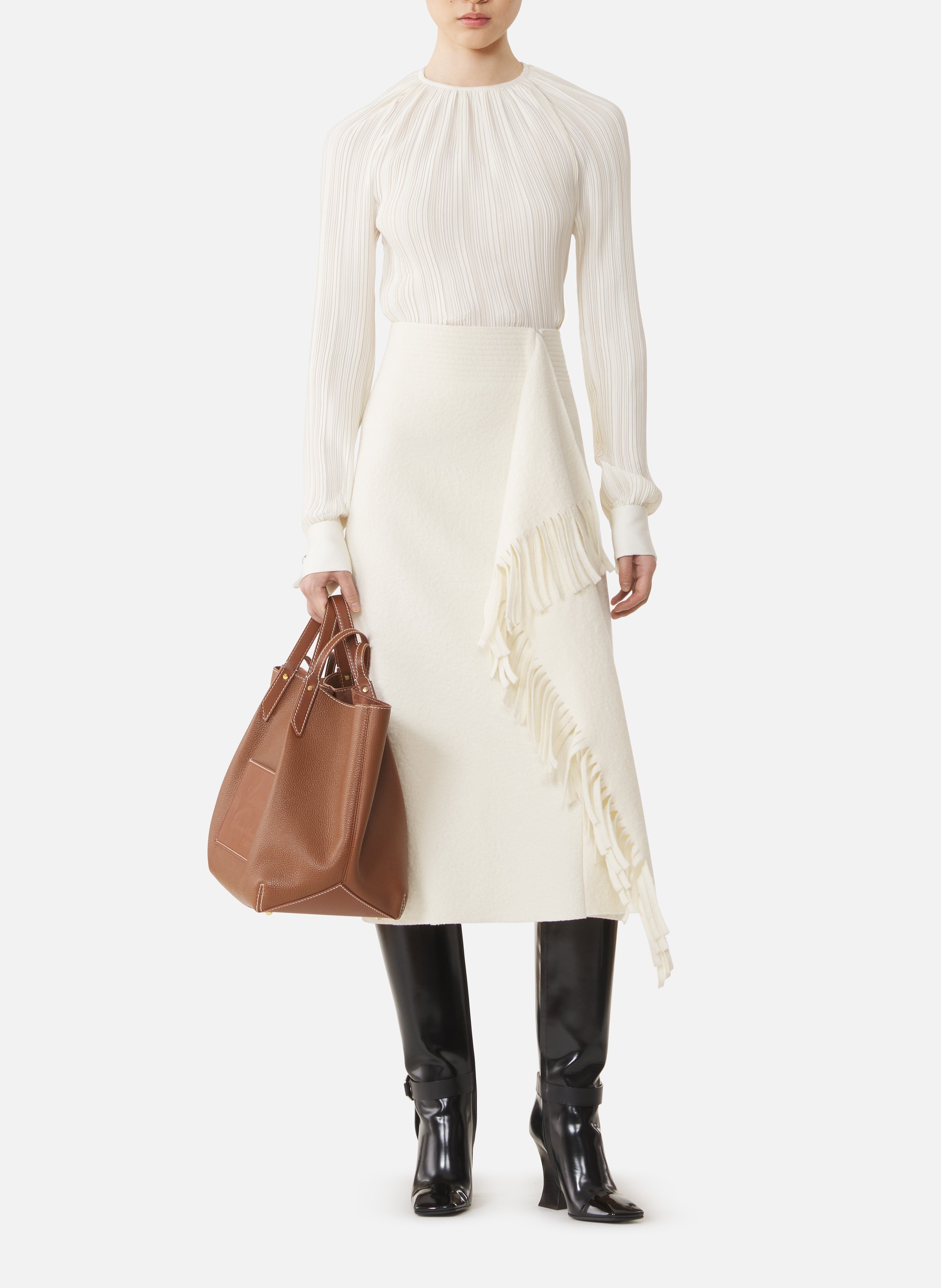 Haut en charmeuse plissée LANVIN Blanc