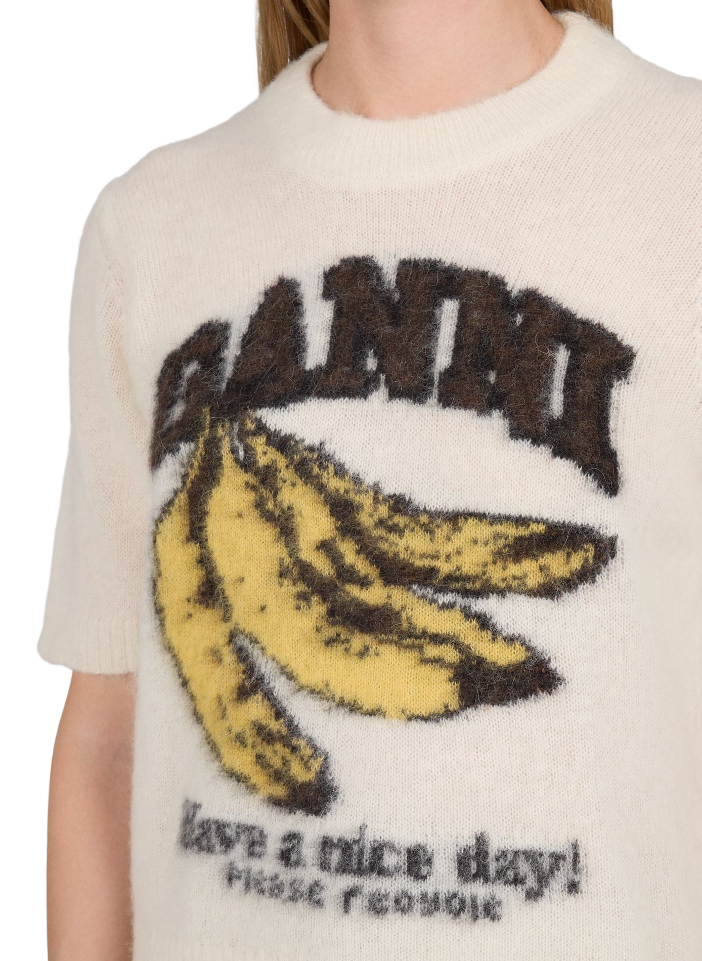 Short-sleeve sweater in a blend of alpaca and wool GANNI Multicolour