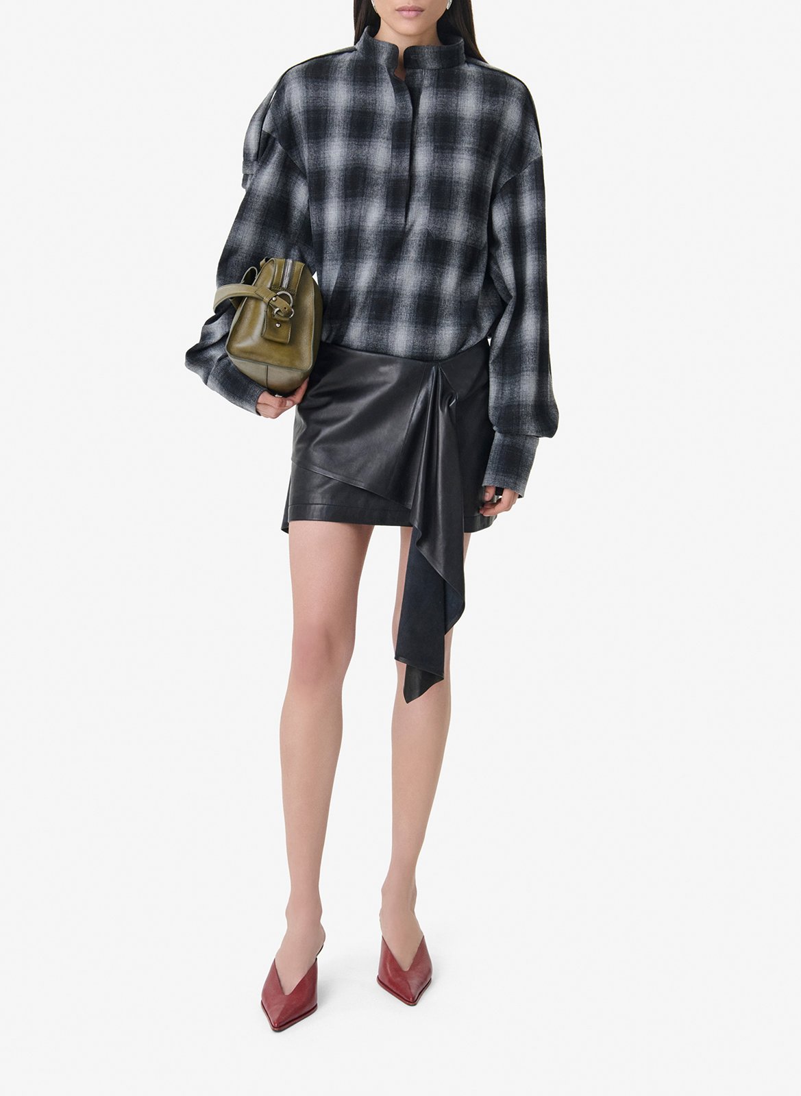 Ronde hals blouse met ruitjespatroon IRO Grijs