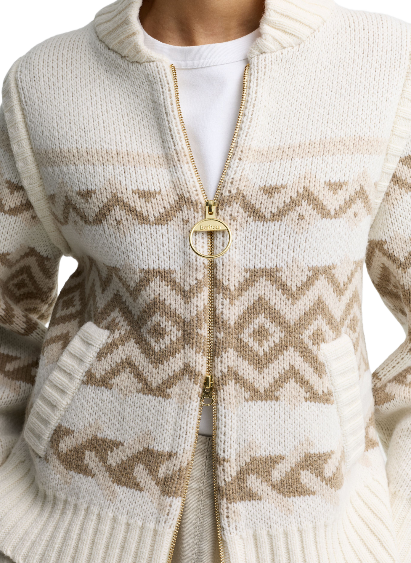 Gilet col montant en laine mélangée BARBOUR Multicolore