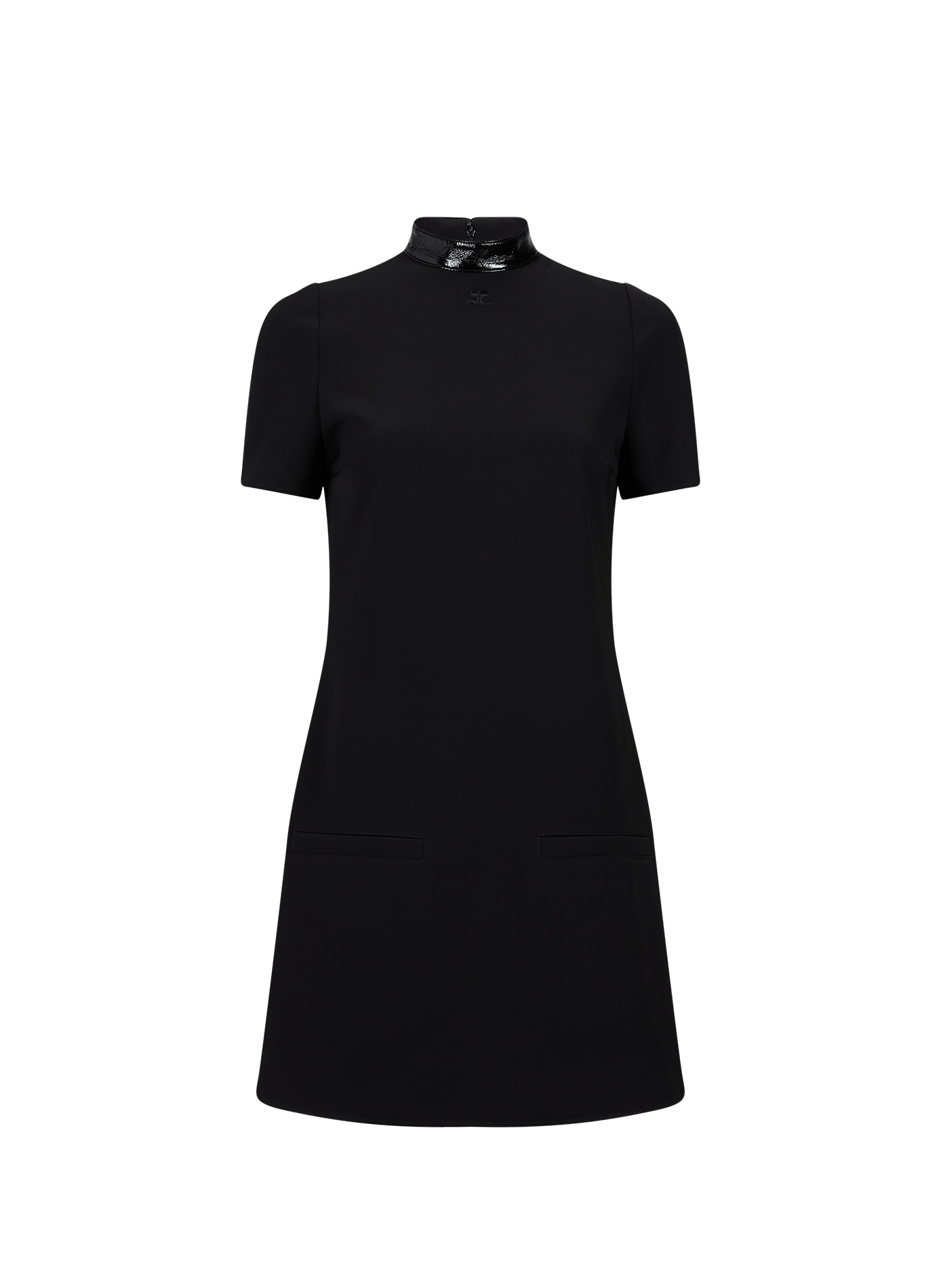 Kurzes Kleid mit Vinylkragen COURRÈGES Schwarz